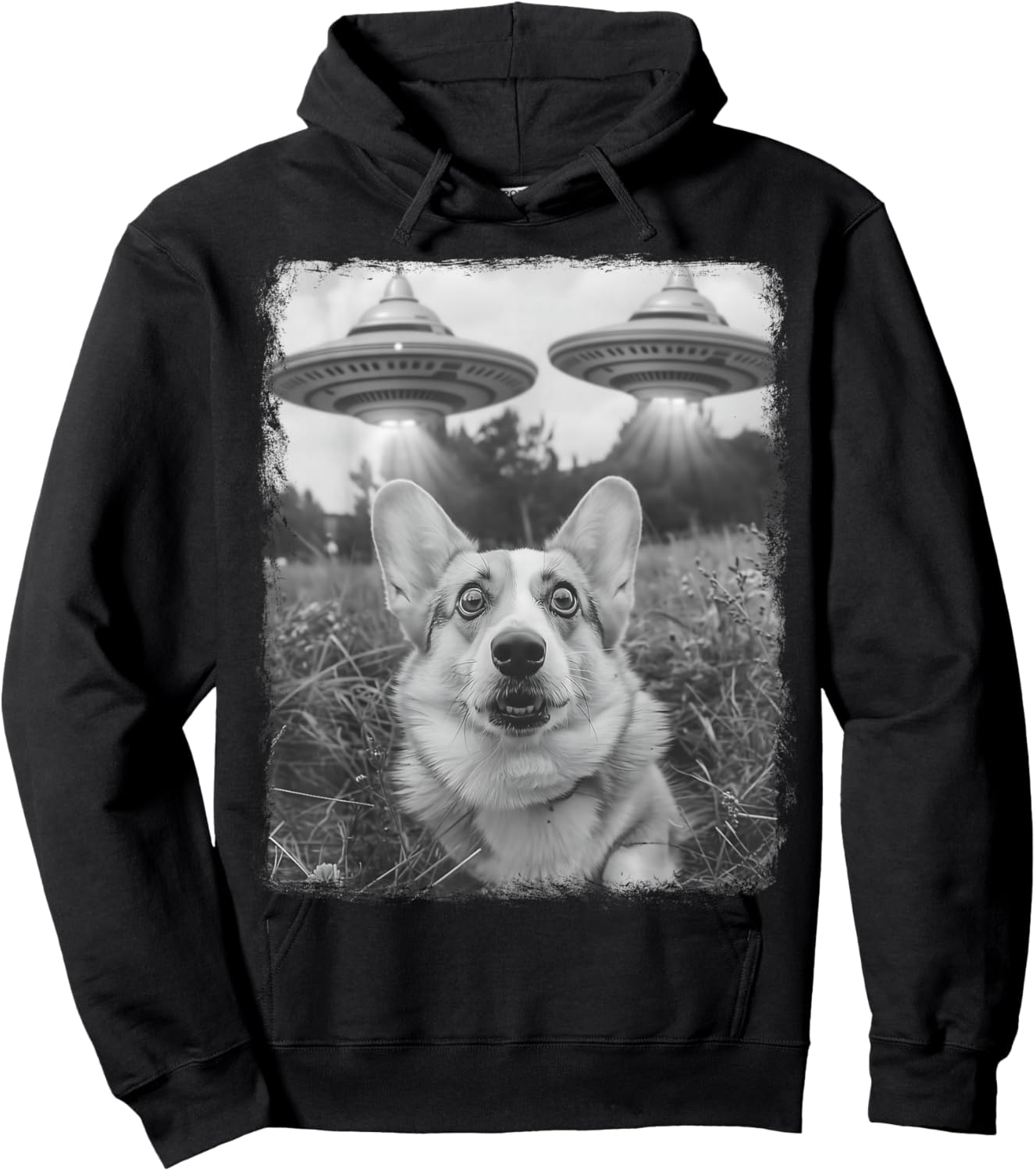 Corgi Dog UFO Alien Extraterrestrial Selfie Hoodie - Hoodie | Black