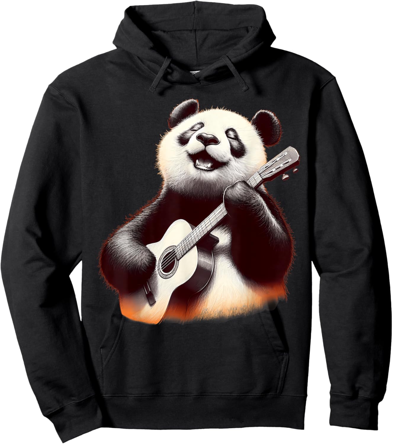 Giant Panda Playing Guitar Funny Rock Music Guitar Panda Hoodie - Hoodie | Black