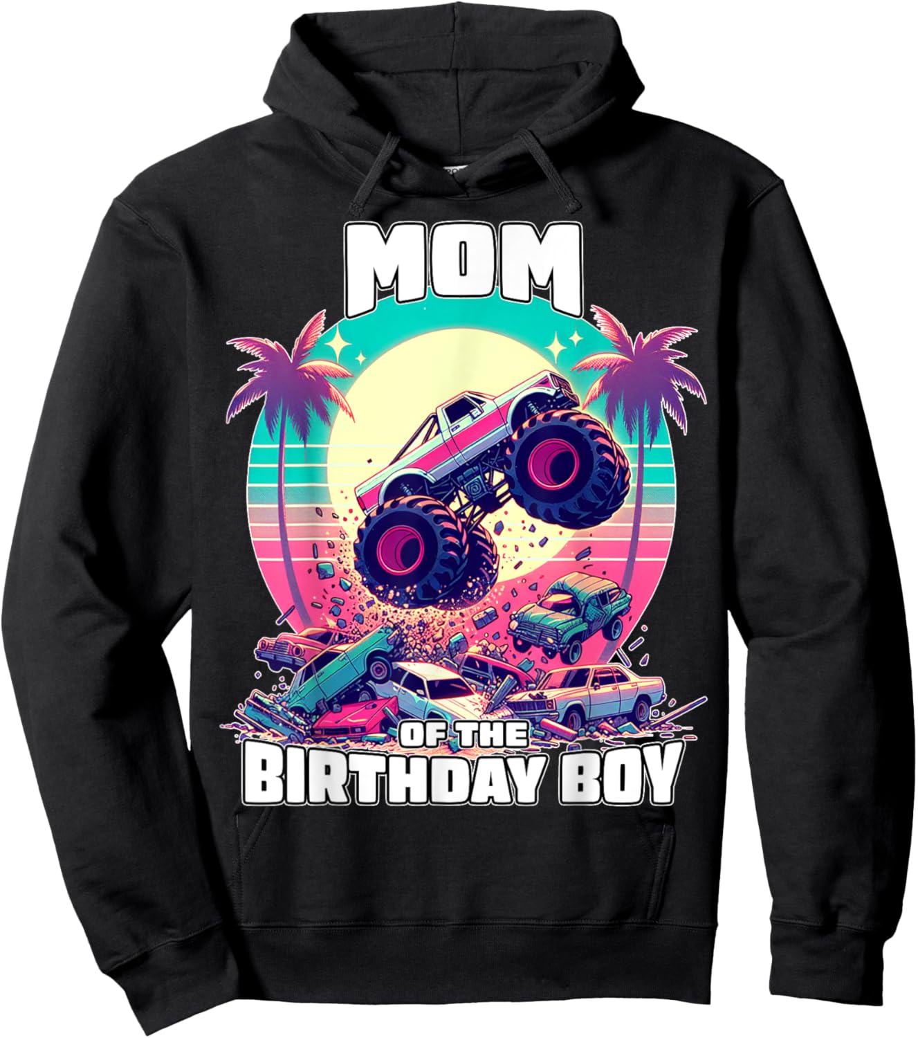 Monster Truck Mom of The Birthday Boy Shirt for Mom Women Hoodie - Hoodie | Black