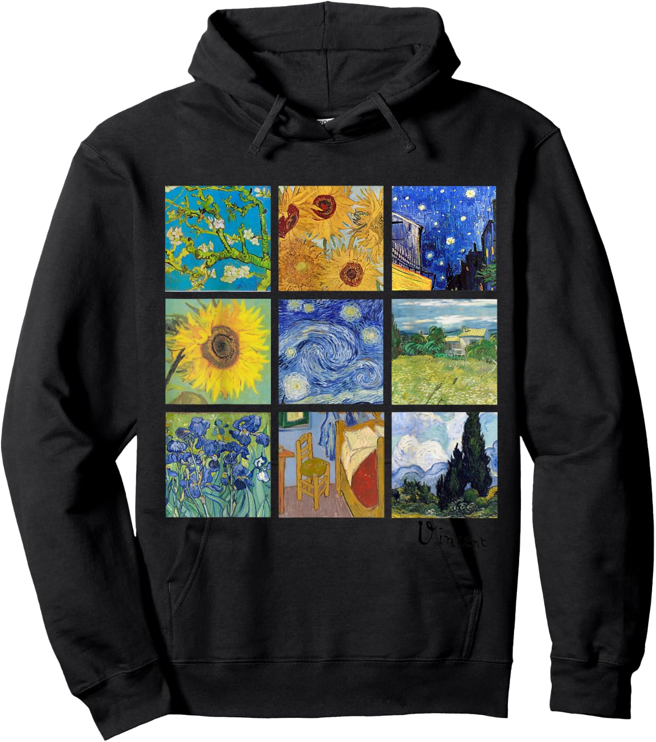 Van Gogh Paintings, Sunflowers, Starry Night Hoodie - Hoodie | Black