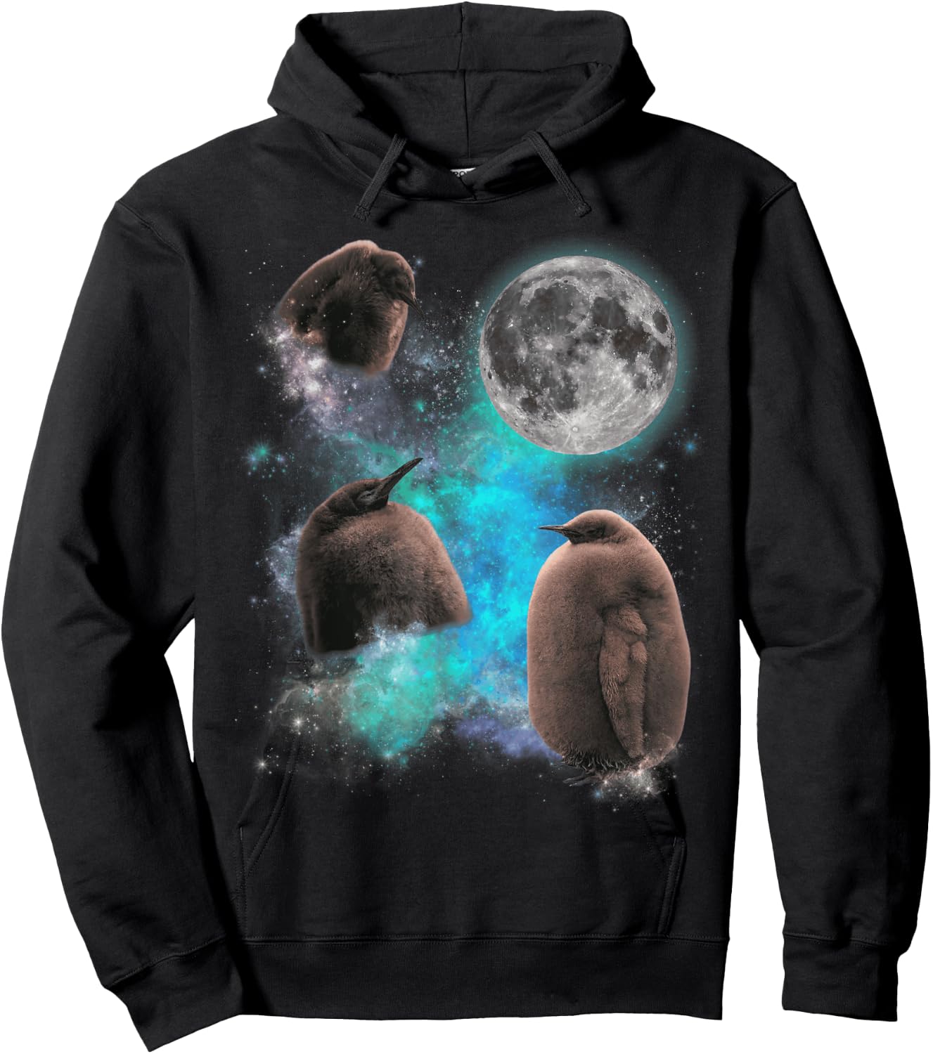 Three Pesto Penguin Moon Funny Pesto Penguin Hoodie - Hoodie | Black