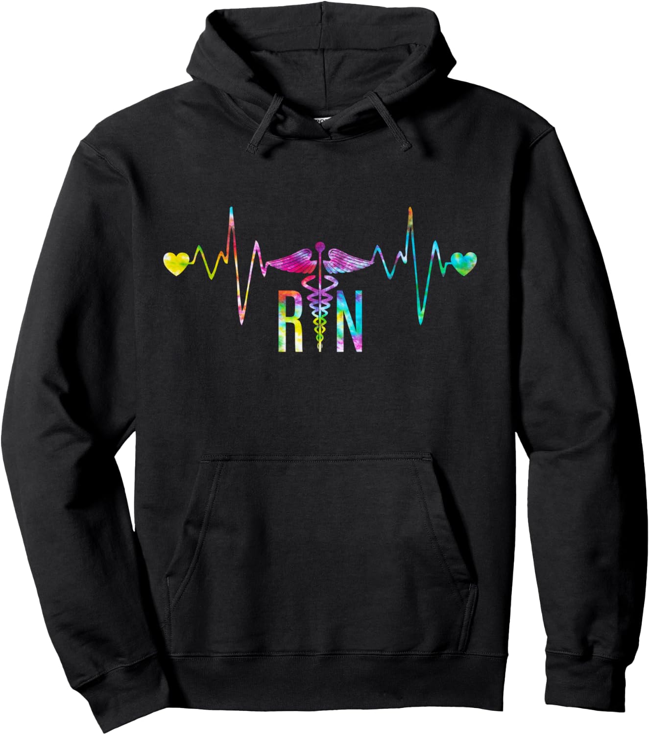 Lovely RN Registered Nurse Tie Dye - Nurse Hoodie - Hoodie | Black