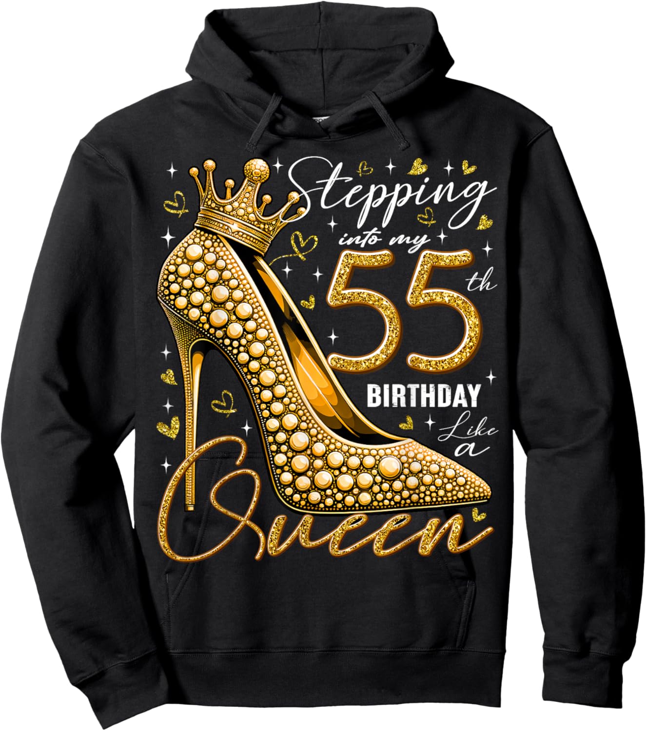 55 Year Old Gifts High Heels Stepping Into My 55th Birthday Hoodie - Hoodie | Black