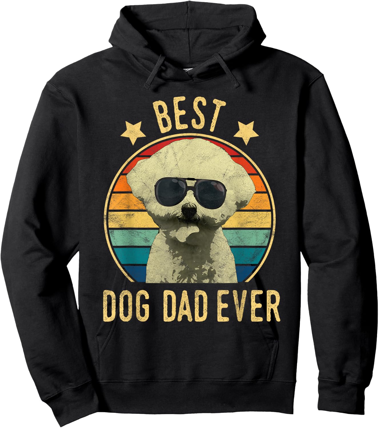 Best Dog Dad Ever Bichon Frise Father's Day Gift Hoodie - Hoodie | Black