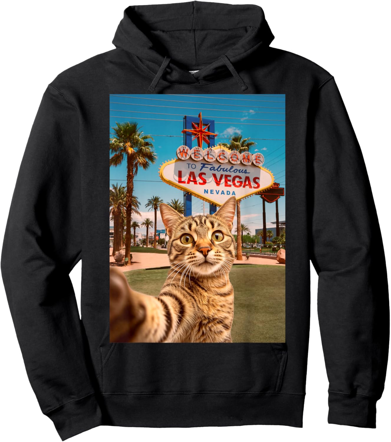 Funny Cat Selfie Las Vegas Hoodie - Hoodie | Black