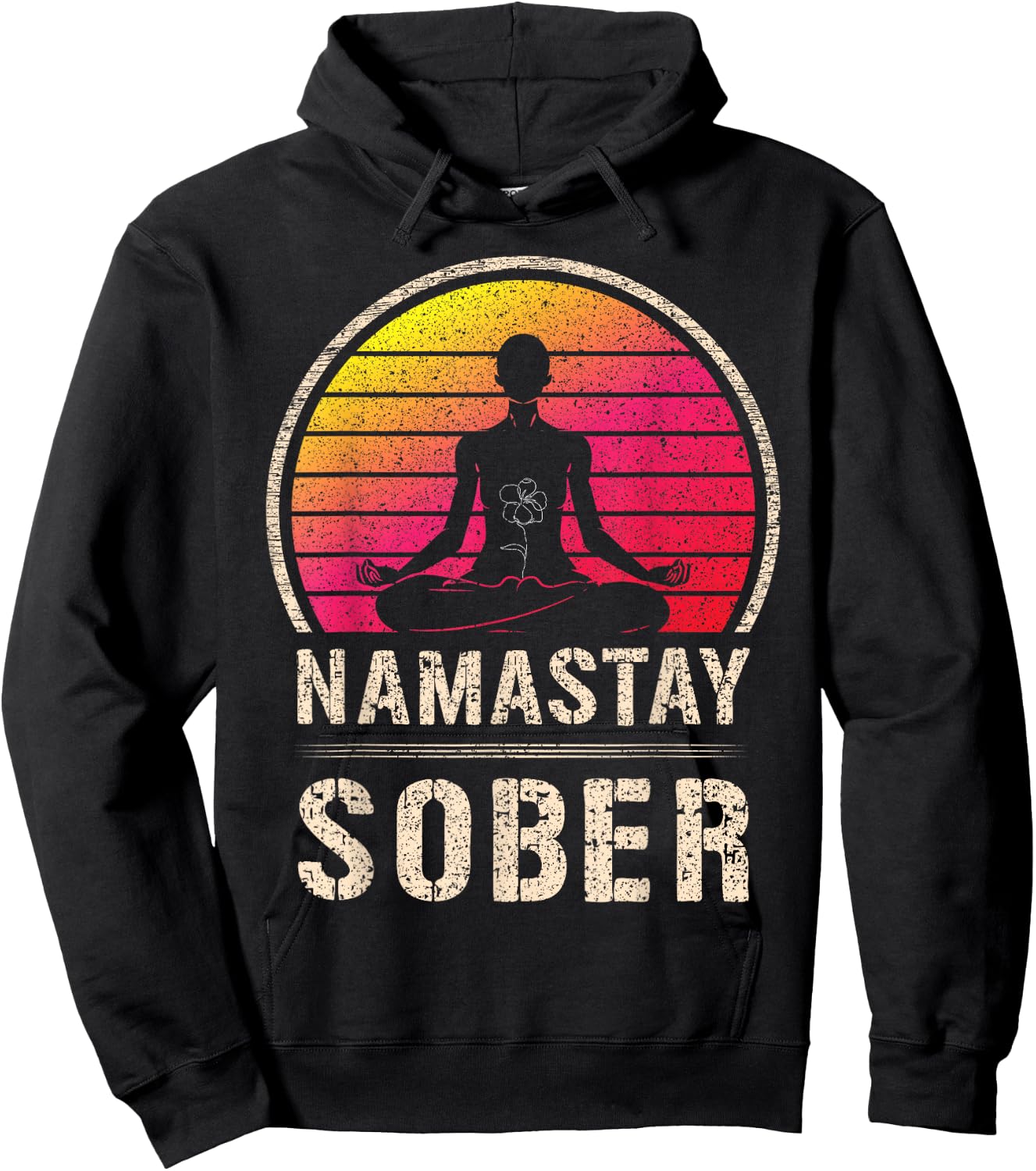 Namastay Sober Yoga Meditate Exhale Inhale Tipsy Drinking Hoodie - Hoodie | Black