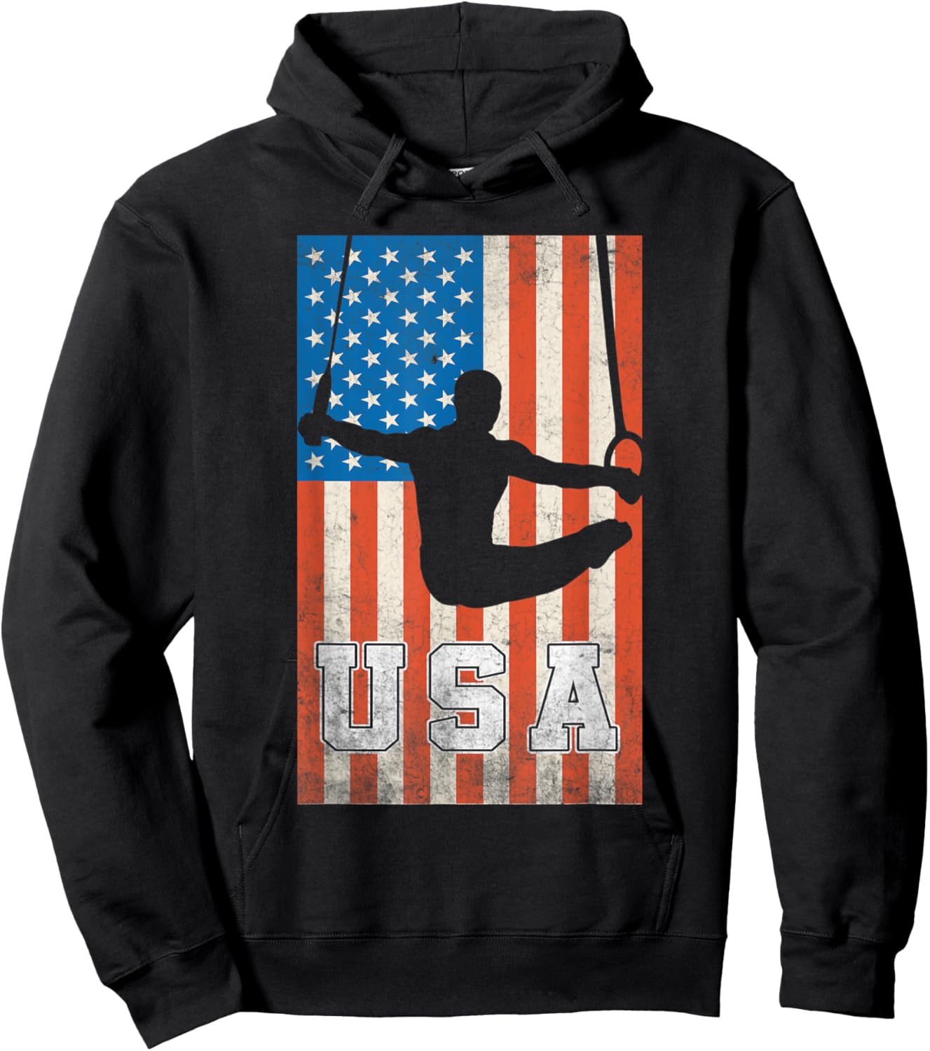 USA Gymnast Gymnastics Team Athlete American Flag Hoodie - Hoodie | Black