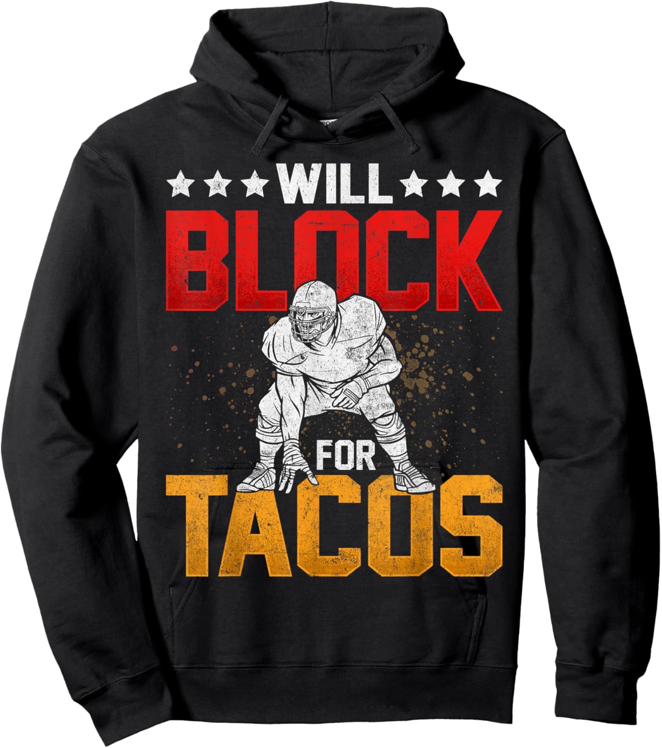 Will Block For Tacos Retro Football Lineman Novelty Hoodie - Hoodie | Black