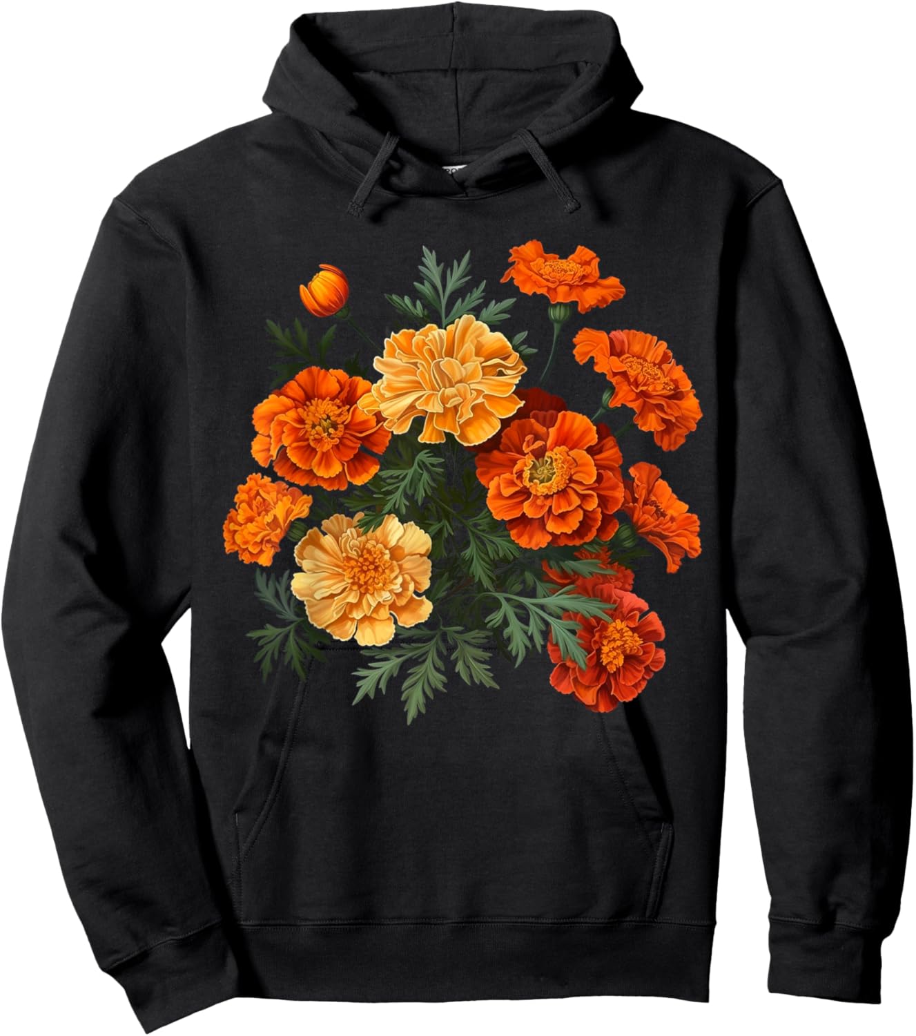 Birth Month Marigold Flower Floral Bouquet Flowers Lovers Hoodie - Hoodie | Black