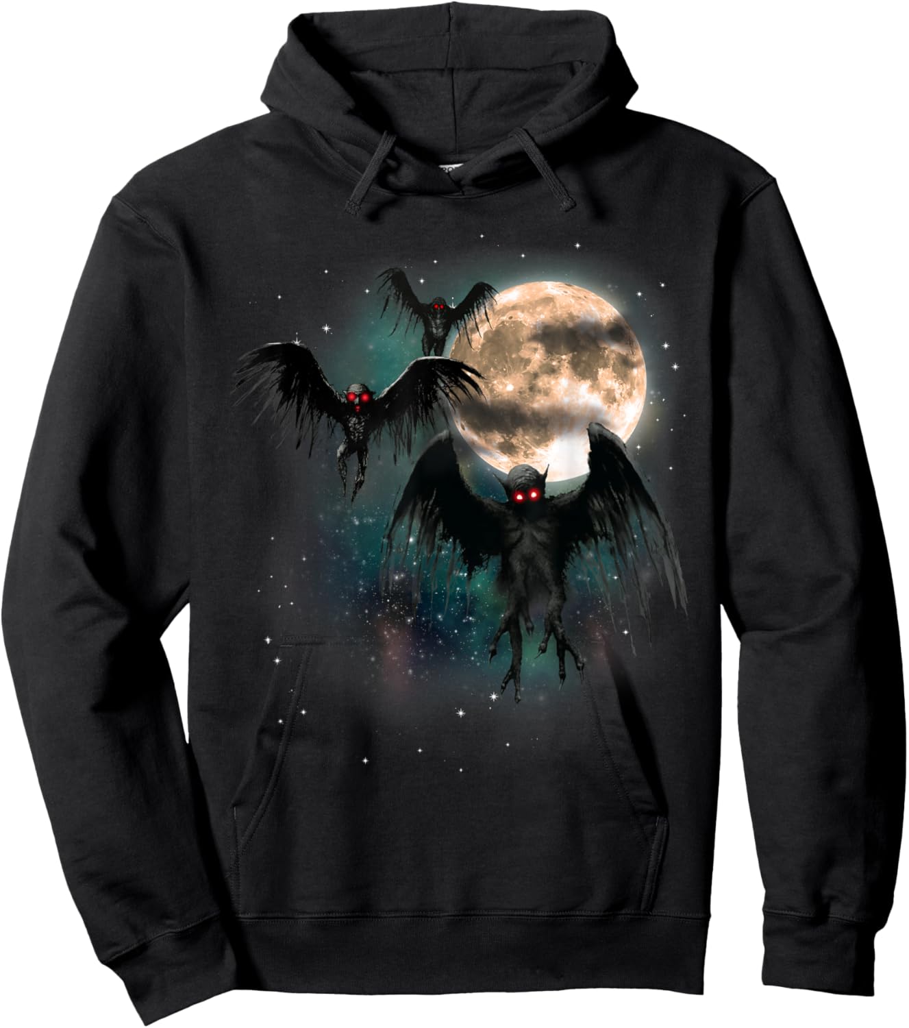 Mothman Shirt Cryptid Cryptozoology Monster Cursed Dead Moon Hoodie - Hoodie | Black