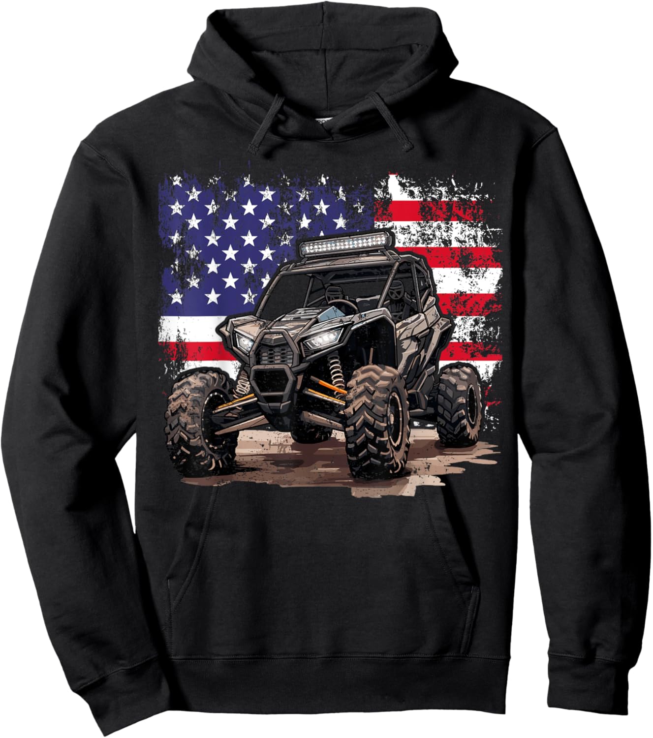 American UTV SXS 4 Wheeler Side By Side 4th Of July UTV Dad Hoodie - Hoodie | Black