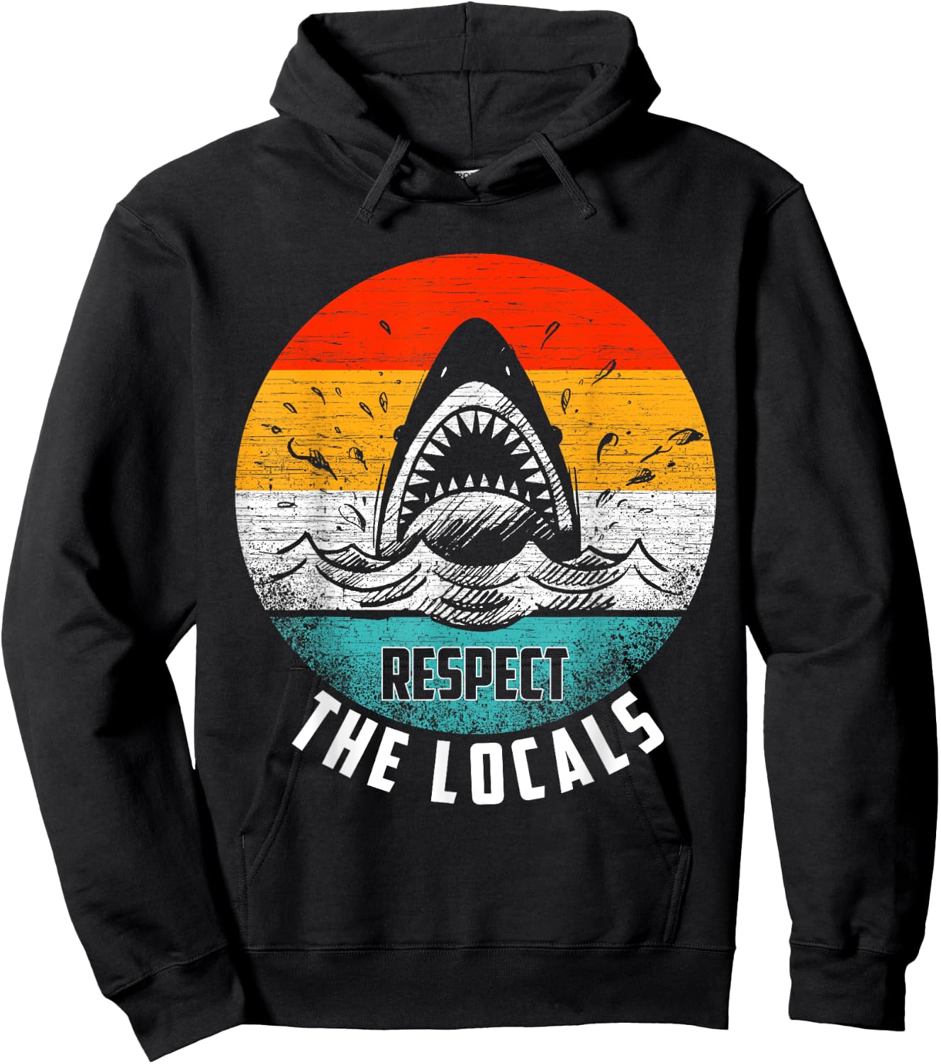 Respect The Locals Shark Lover Beach Ocean Gift Hoodie - Hoodie | Black