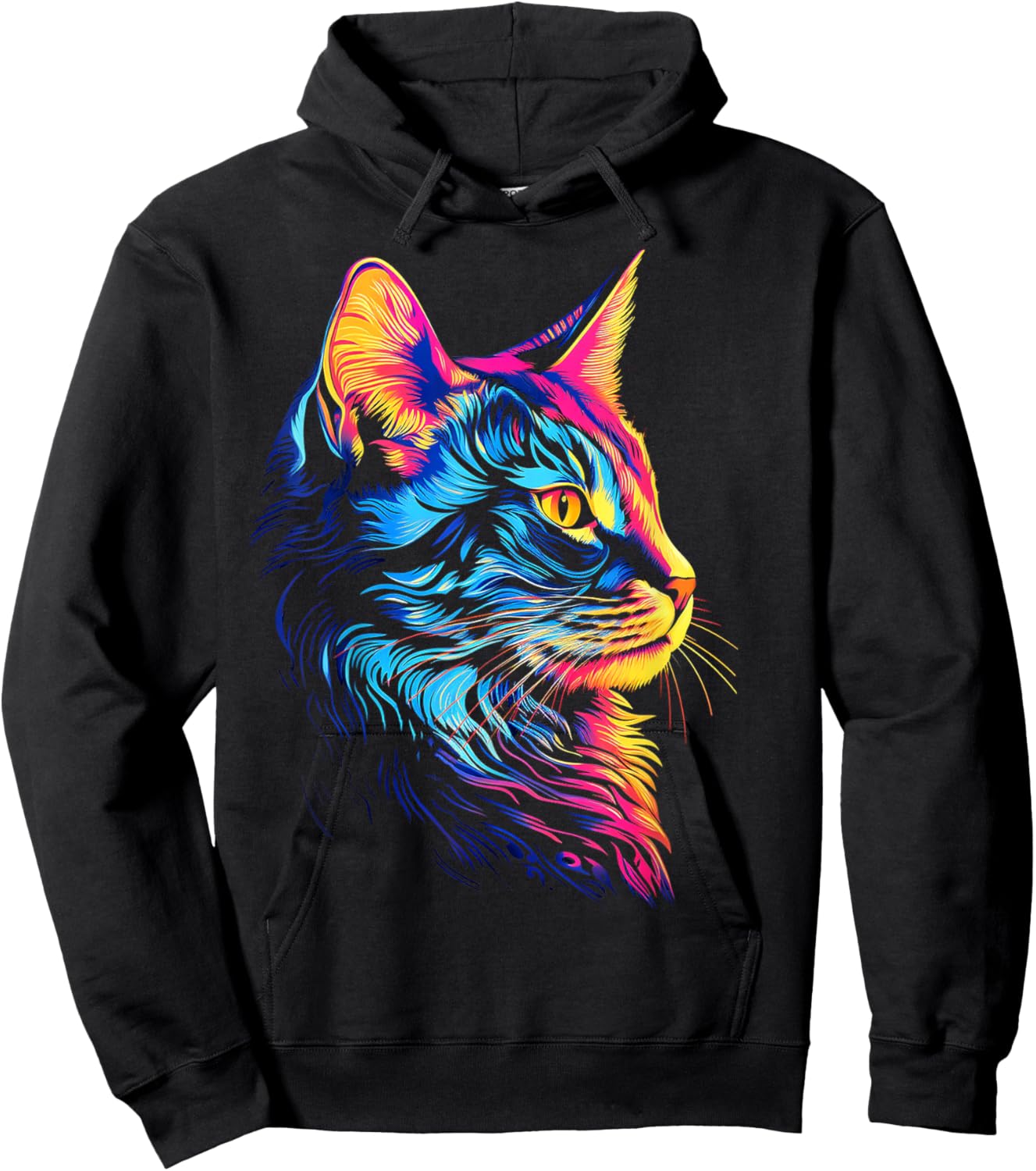 Cat Graphic Pet Art Cat Hoodie - Hoodie | Black