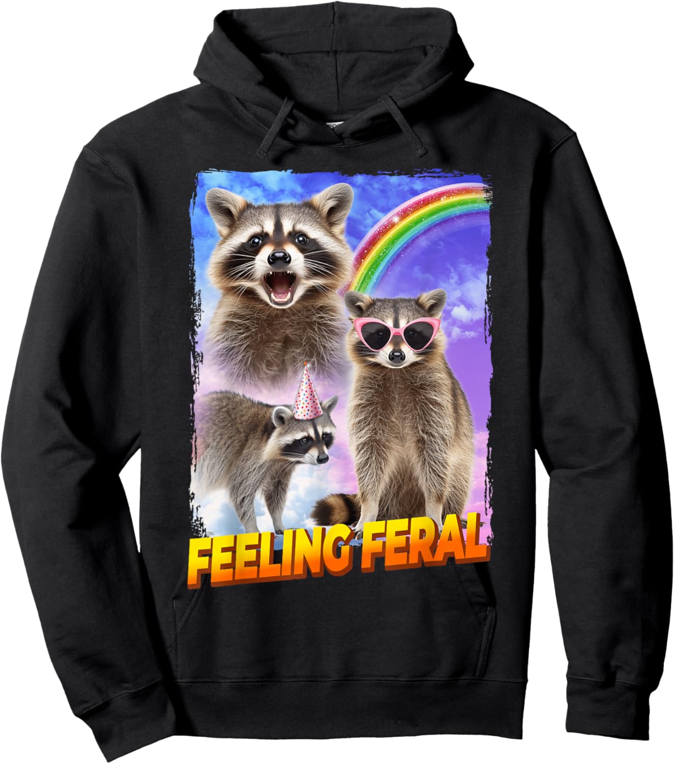 Feelin Feral Raccoon Hoodie - Hoodie | Black