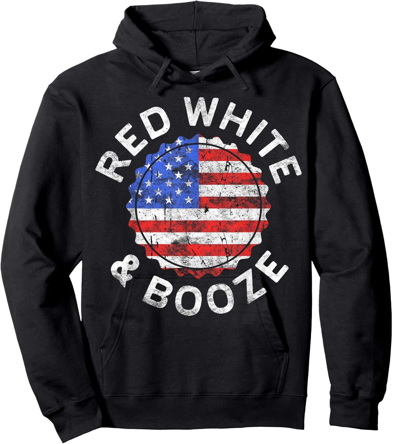 Red White And Booze Shirt Men Women Drinking 4th of July Hoodie - Hoodie | Black