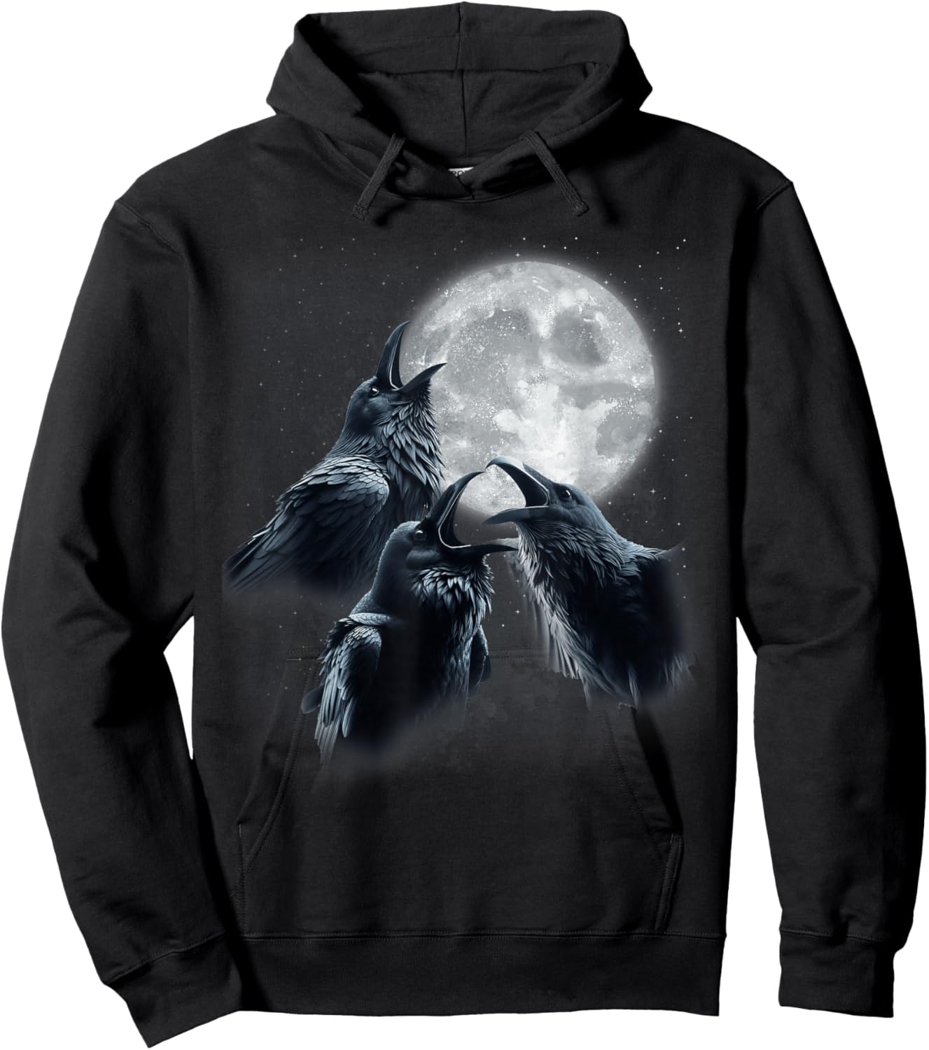 3 Black Raven Howling At The Moon Funny Crow Raven Bird Kids Hoodie - Hoodie | Black