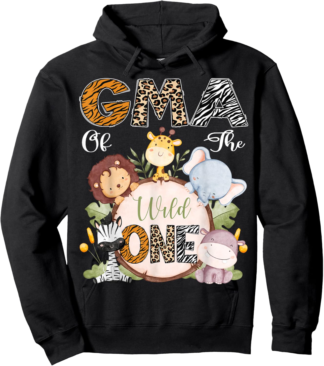 Gma Of The Wild One 1St Birthday Safari Woodland Hoodie - Hoodie | Black