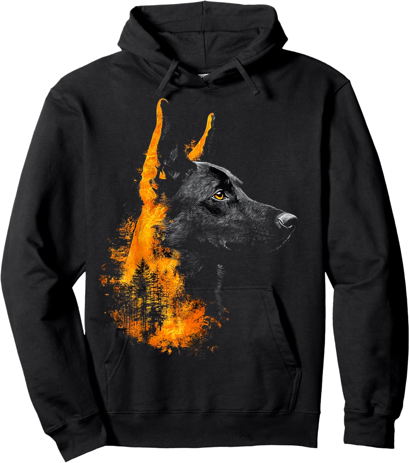 Belgian Malinois Dog Motif Pet Illustration Belgian Malinois Hoodie - Hoodie | Black