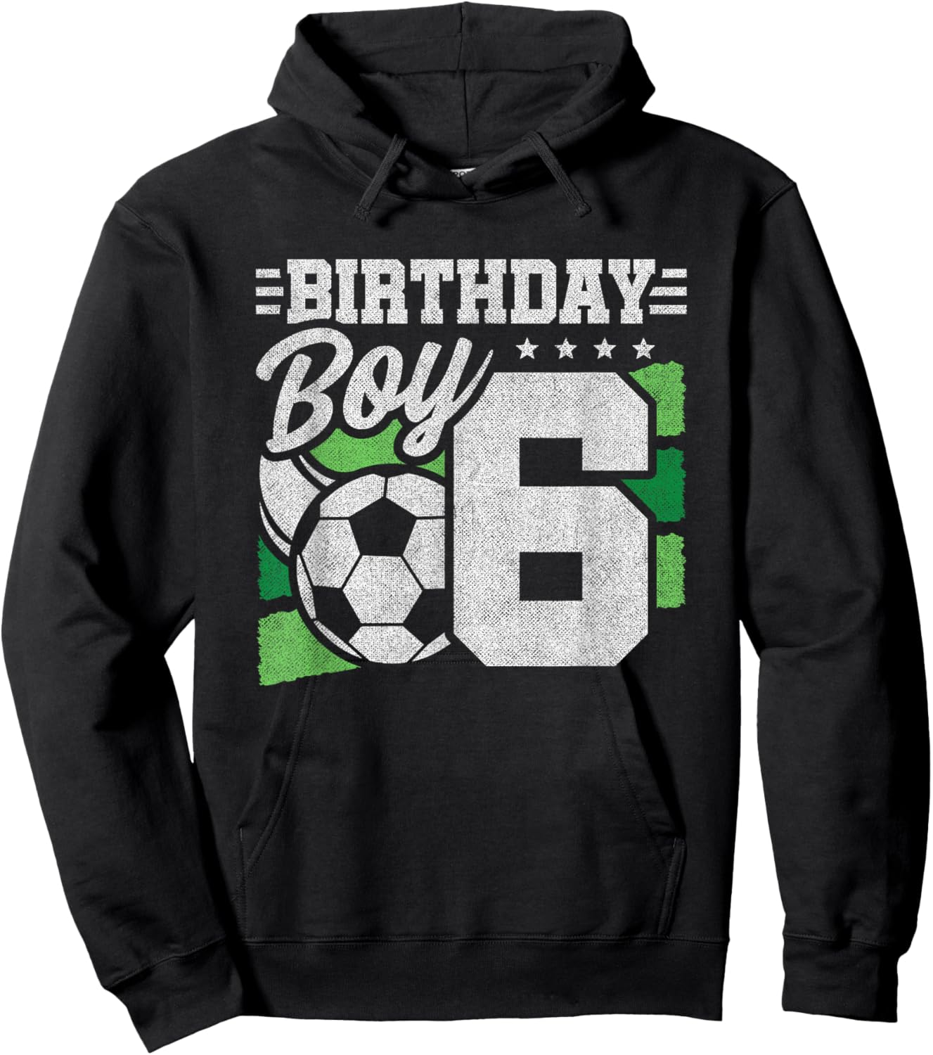 6 Year Old Soccer Birthday - Boys 6th Birthday Soccer Hoodie - Hoodie | Black