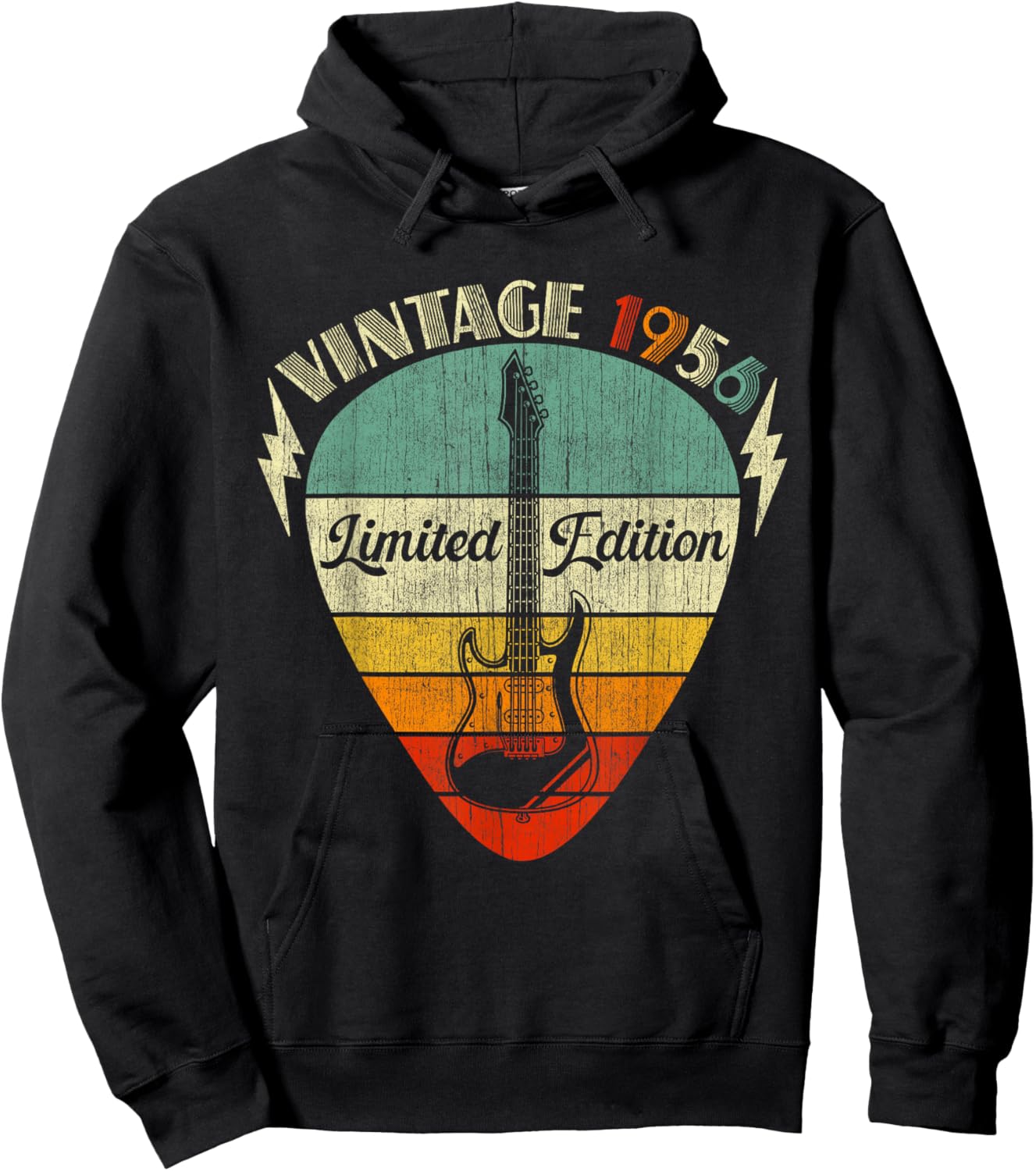70th Birthday Gifts Vintage 1956 70 Years Old Guitar Lover Hoodie - Hoodie | Black