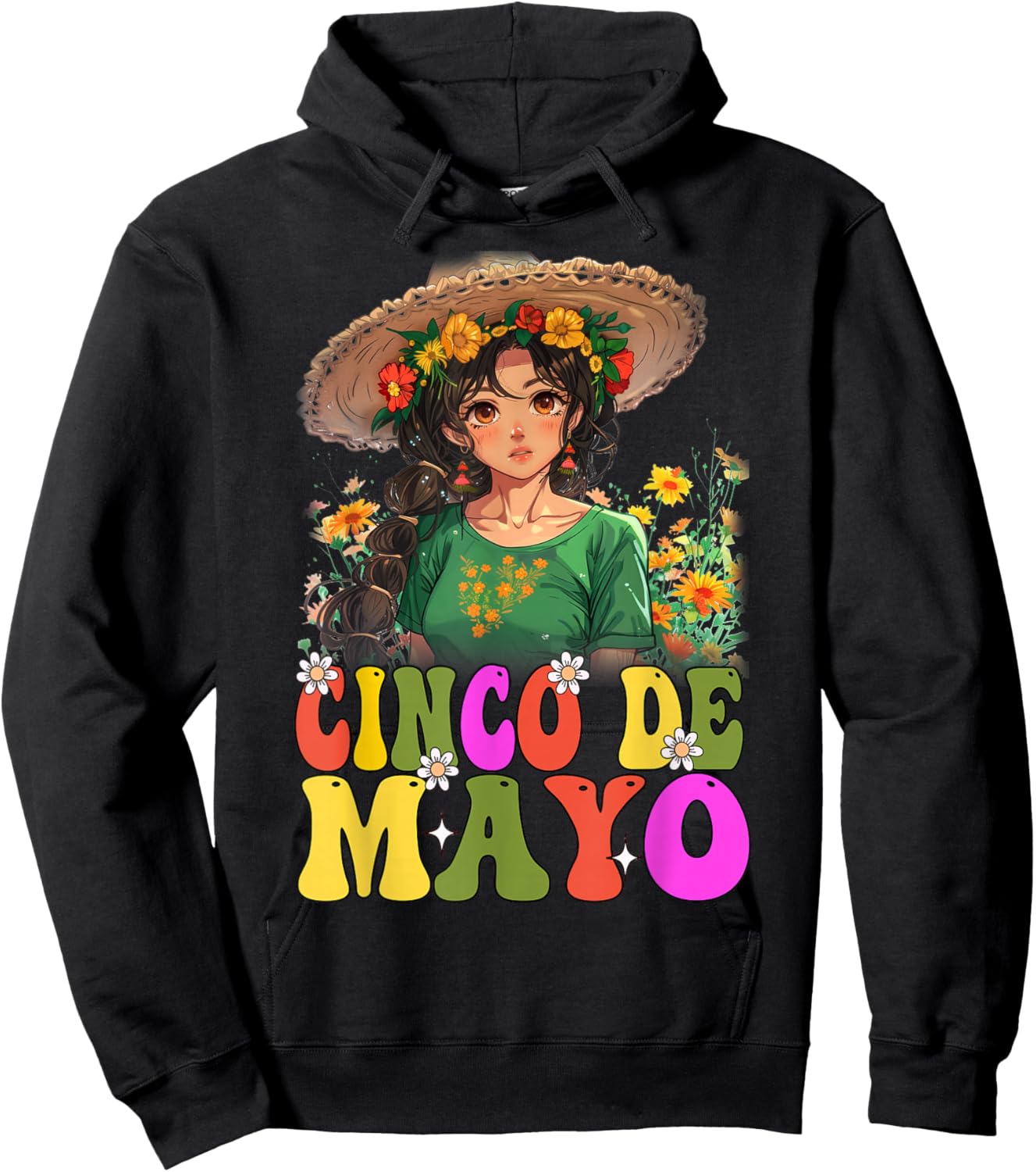Otaku Girl Cinco De Mayo Mexican Fiesta 5 De Mayo Anime Girl Hoodie - Hoodie | Black
