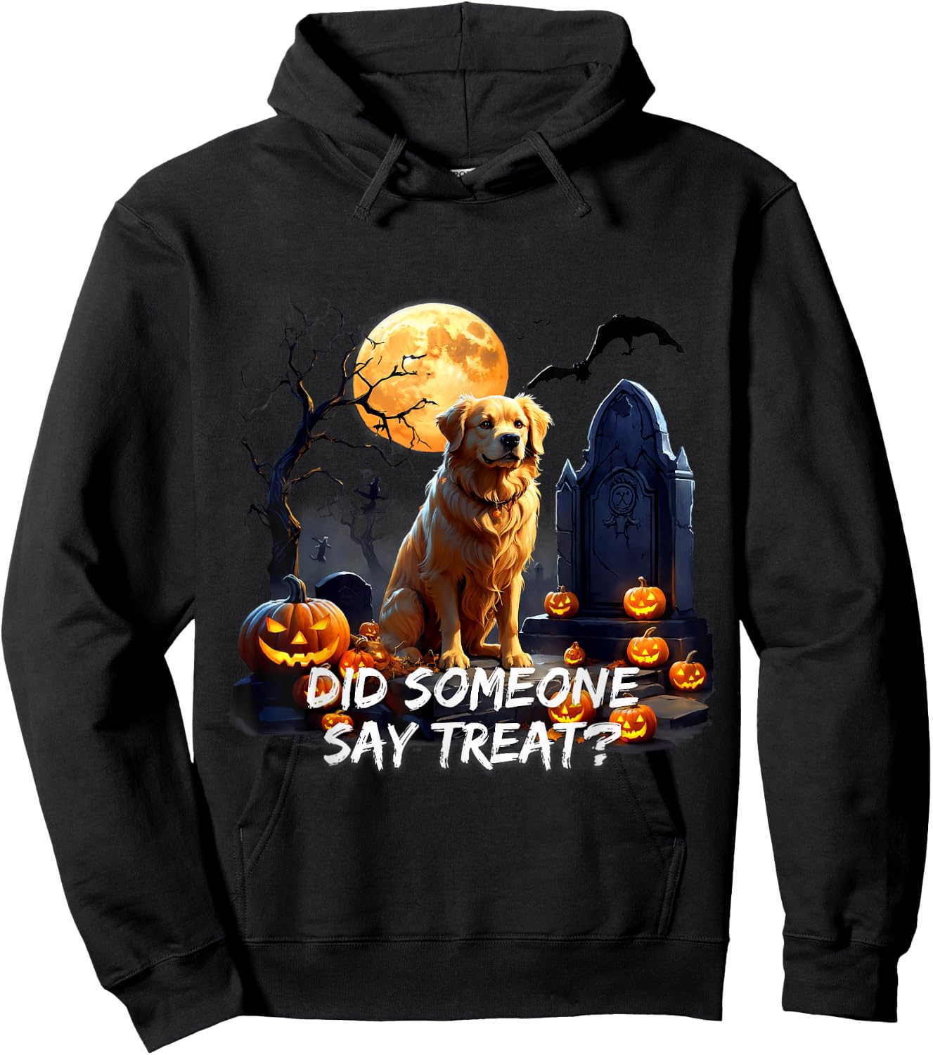 Golden Retriever Halloween Did Some one say treat Hoodie - Hoodie | Black