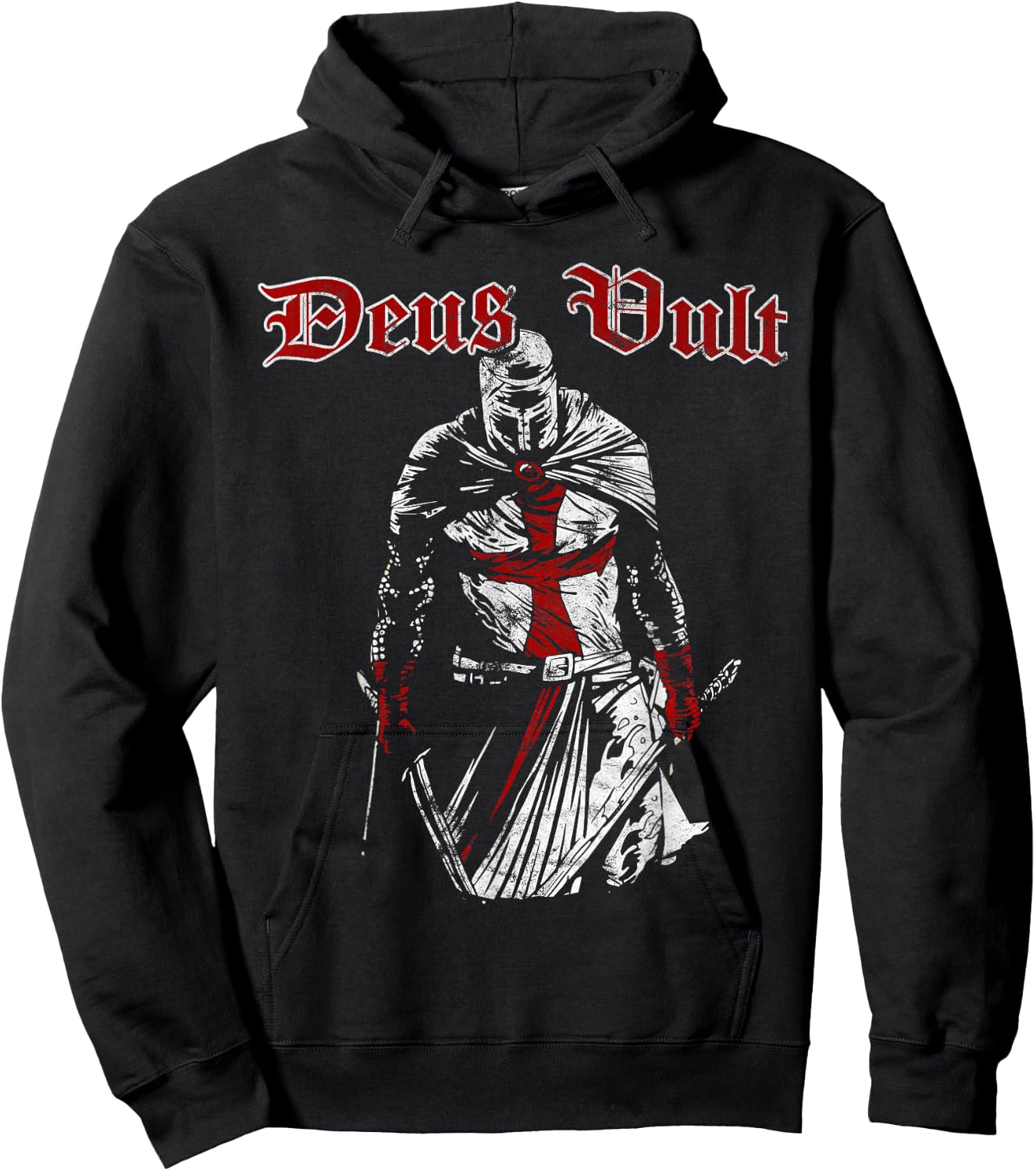 Deus Vult - Knight Templar - Vintage Crusader Hoodie - Hoodie | Black