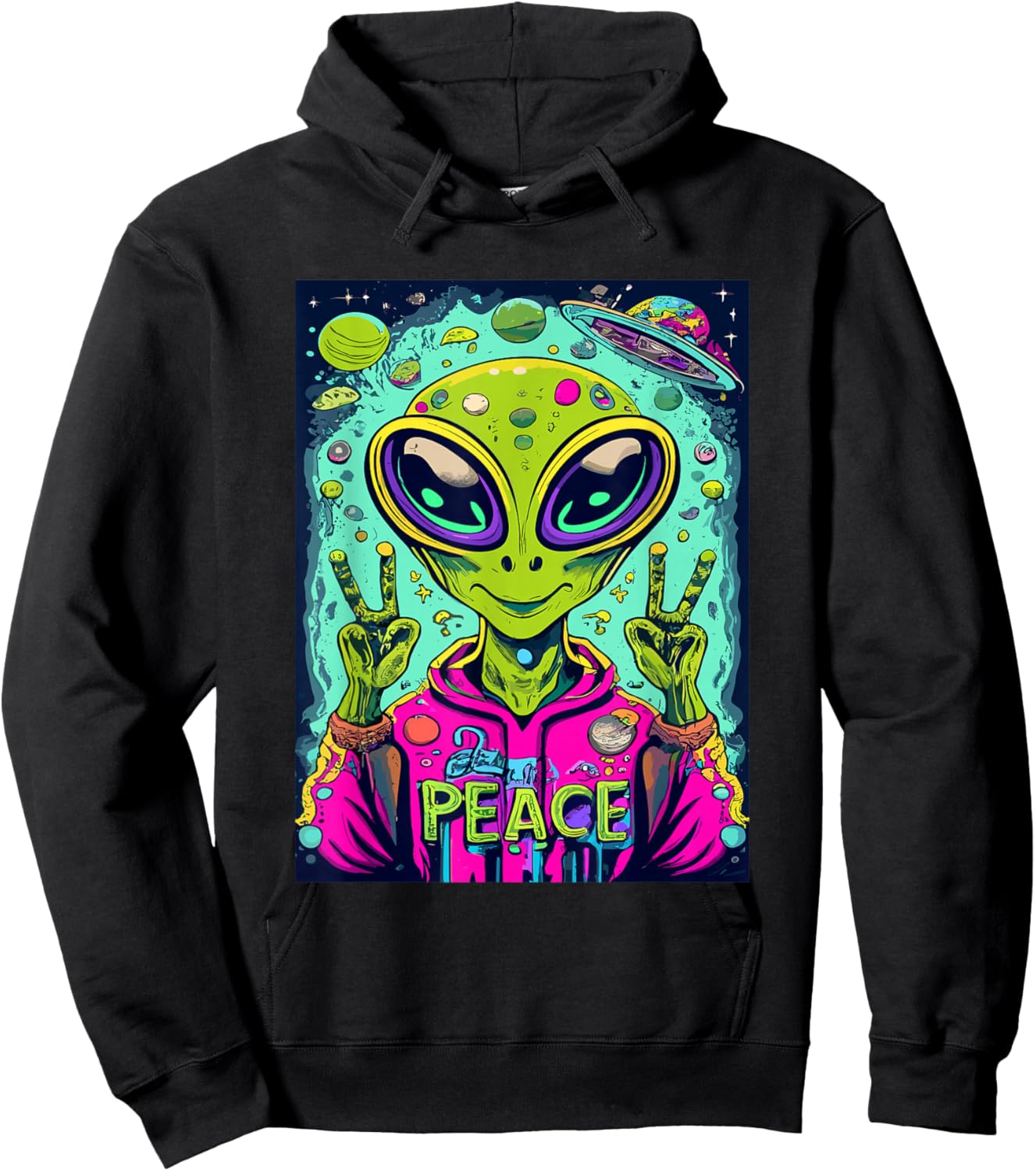 Retro Alien Lover UFO Abduction Team Alien Hoodie - Hoodie | Black
