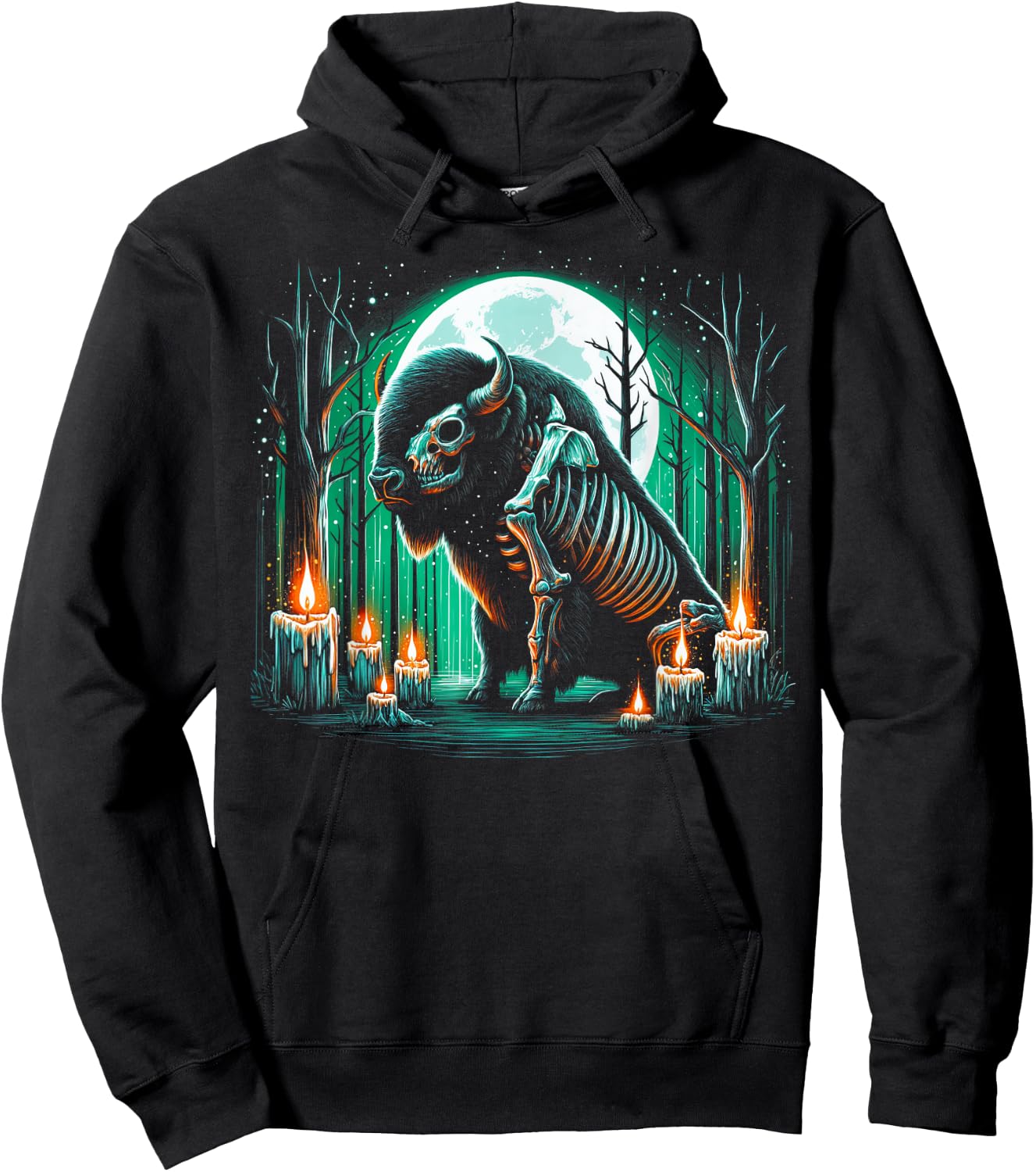 Cool Bison Skeleton Halloween Christmas Birthday Hoodie - Hoodie | Black