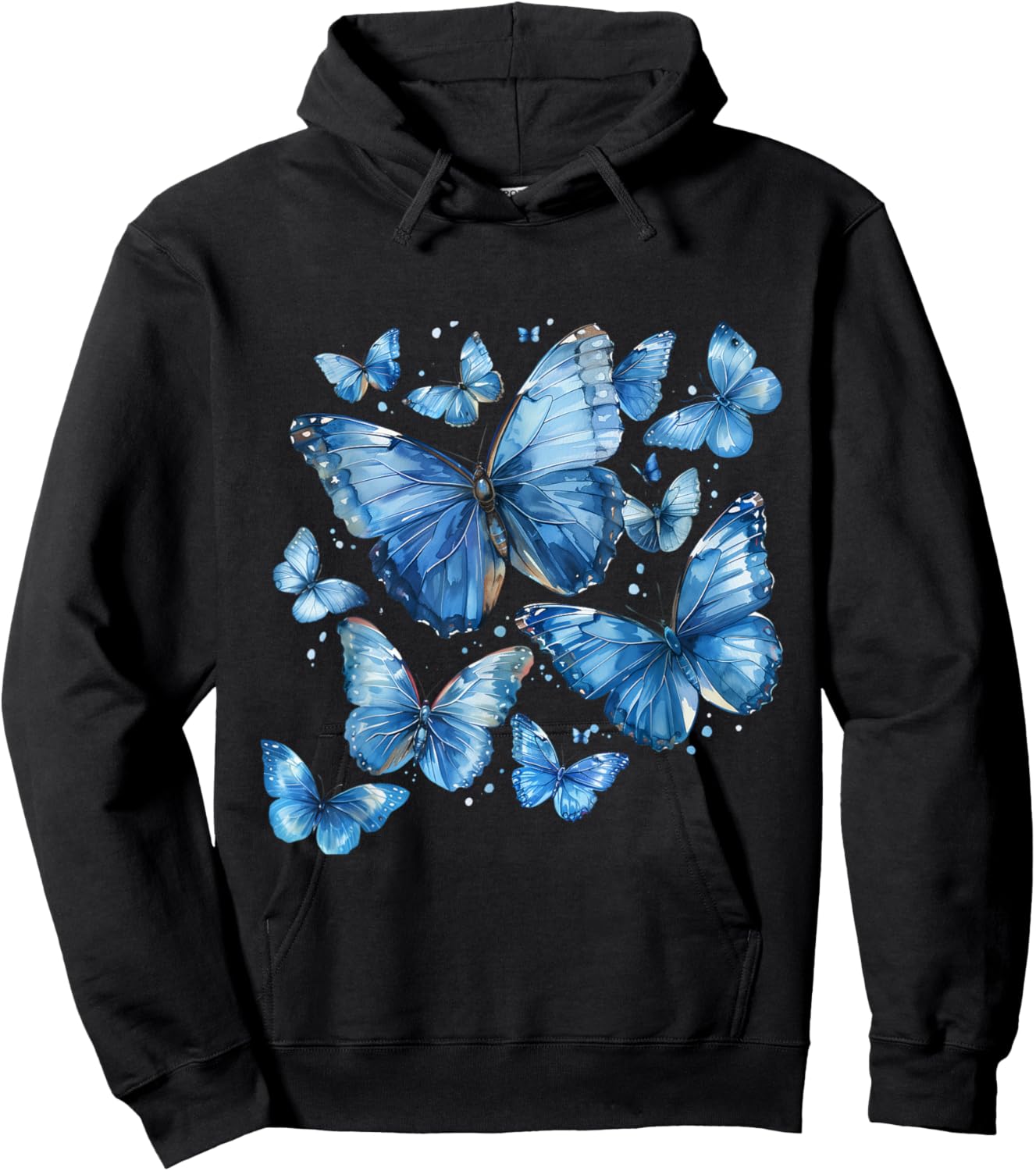 Blue Butterfly gardening Lepidoptera Lover Entomologist Hoodie - Hoodie | Black