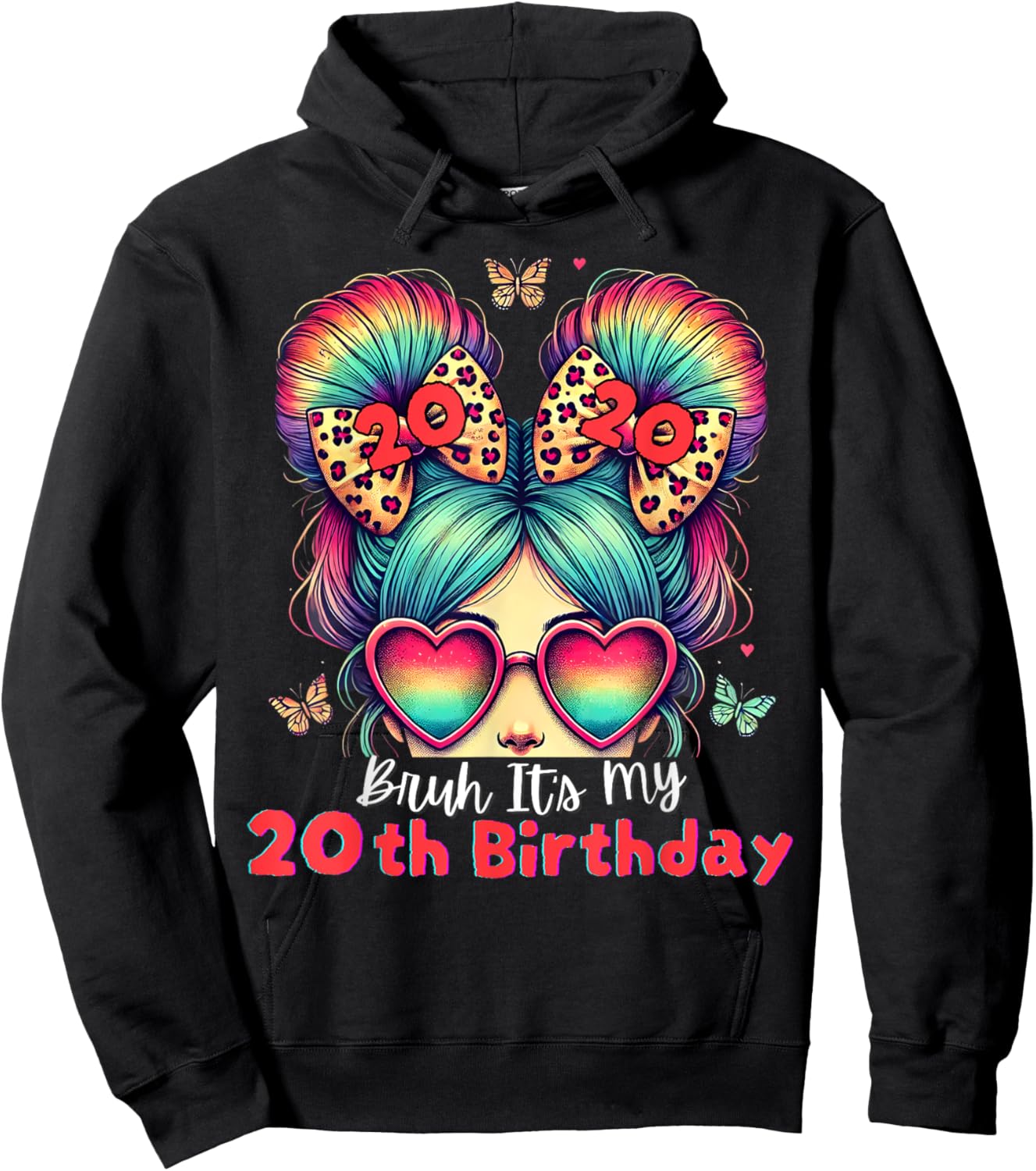 Bruh It's My 20th Birthday Retro 20 Year Old Birthday Girl Hoodie - Hoodie | Black