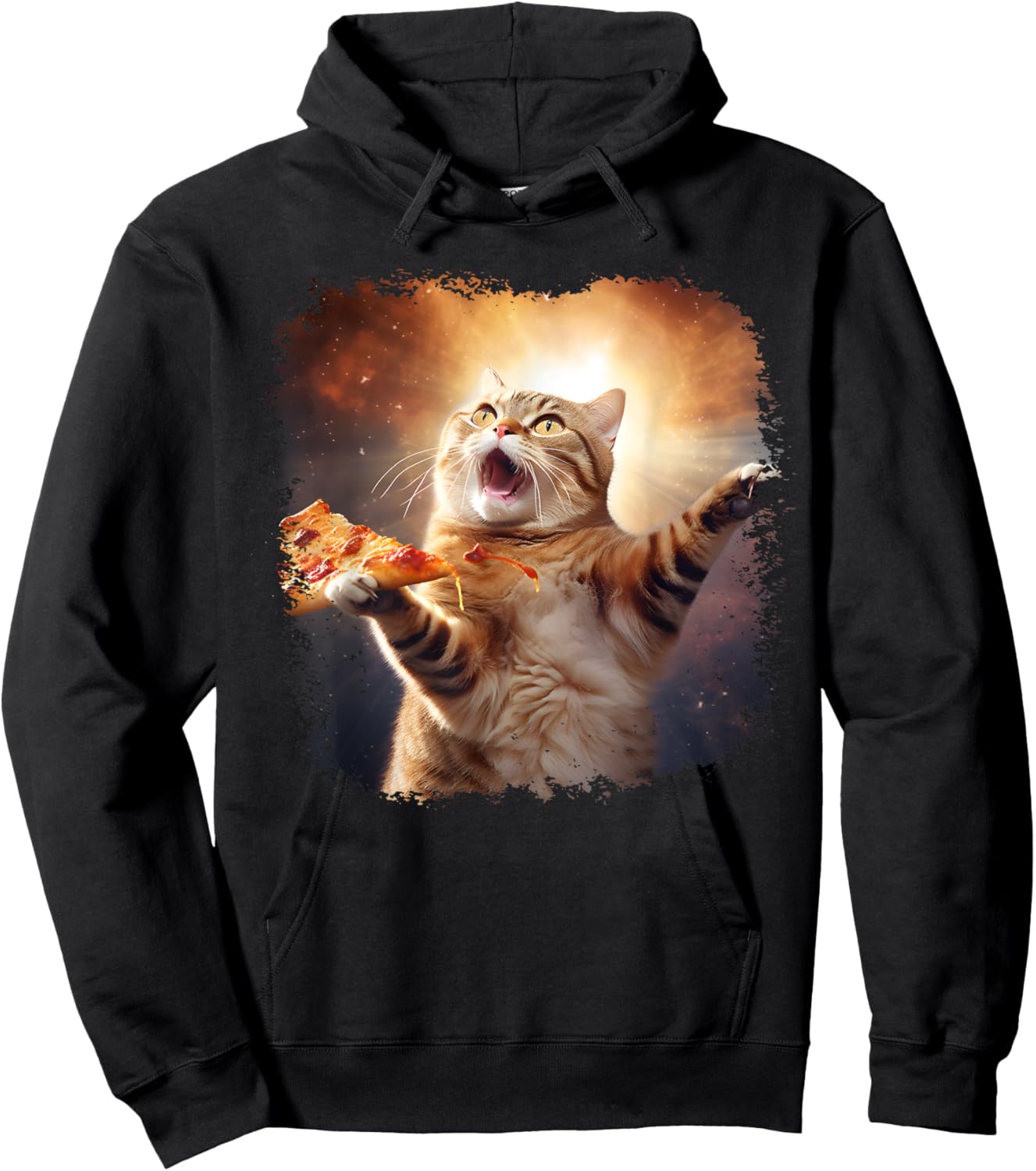 Space Cat Pizza Cat Galaxy Cute Kitty In Space Pizza Lovers Hoodie - Hoodie | Black