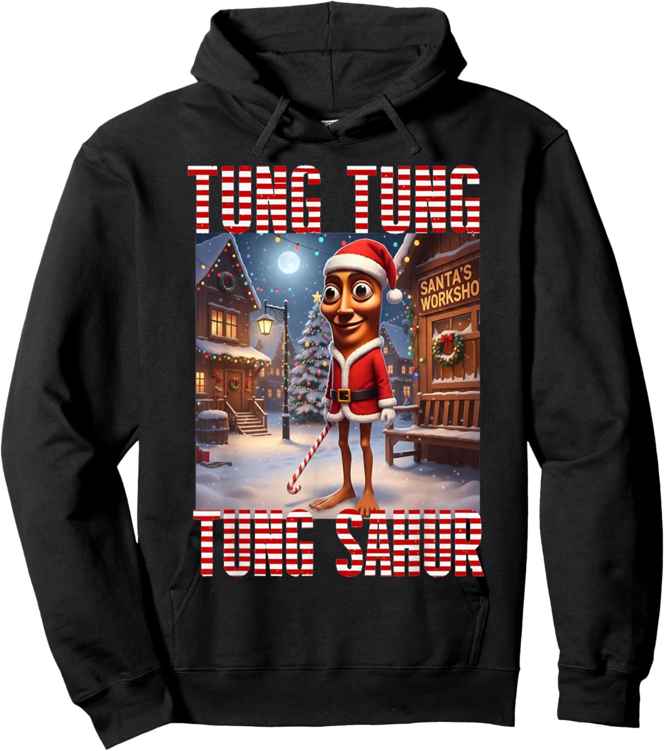 Tung Tung Tung Sahur - Merry Christmas Xmas Brainrot Hoodie - Hoodie | Black