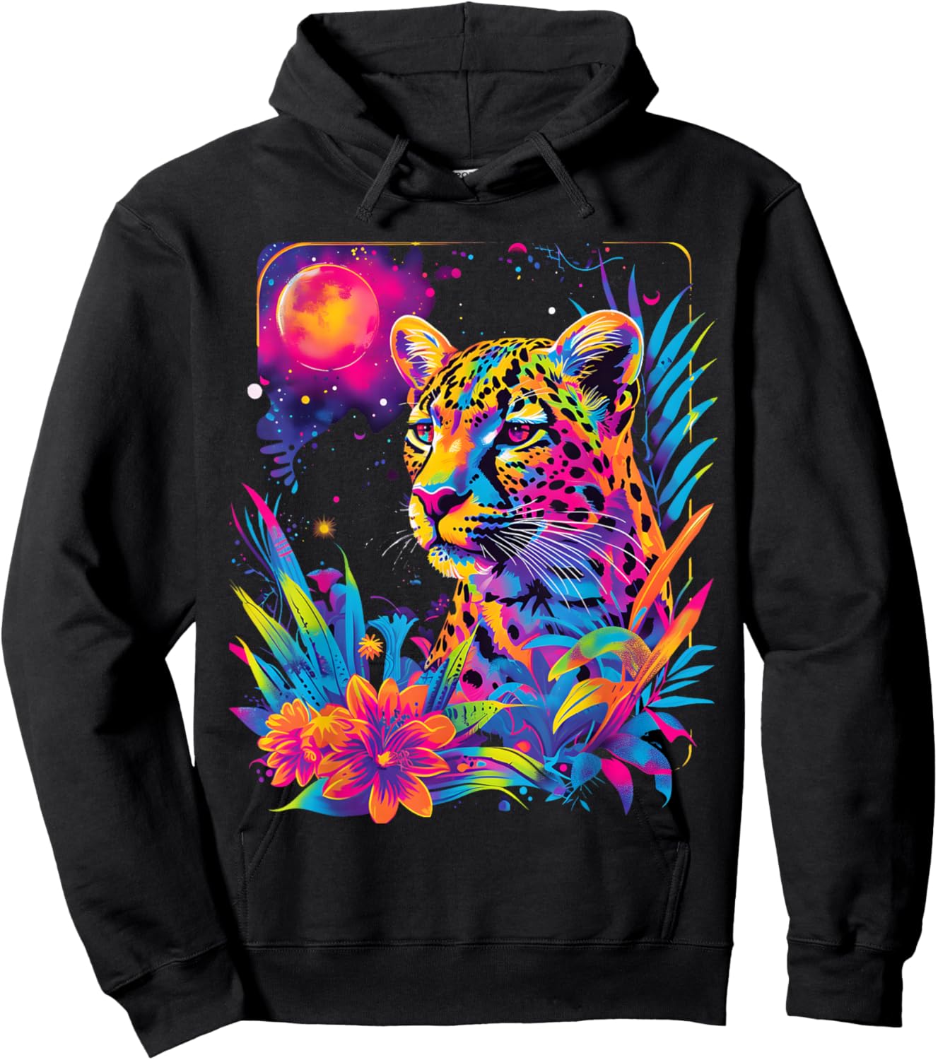 Jaguar Colorful Rainbow Vibrant Graphic Hoodie - Hoodie | Black