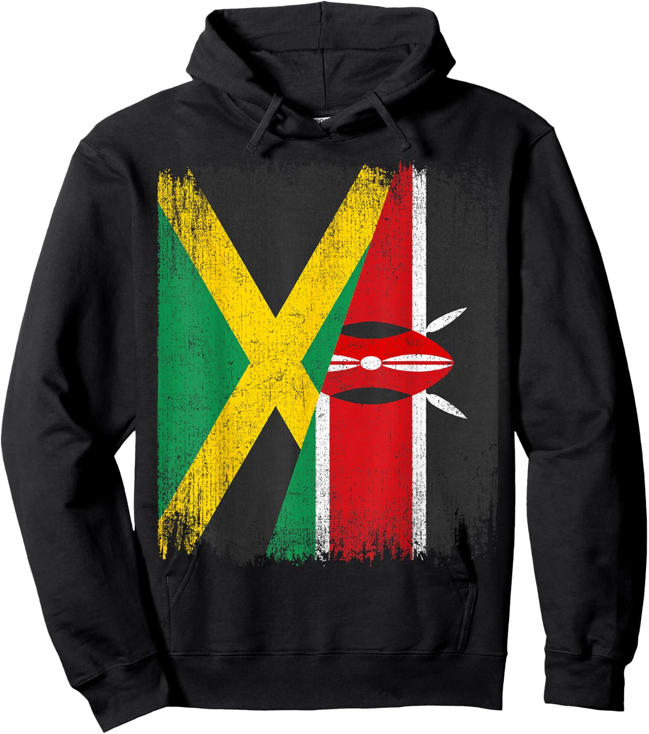 Half Jamaica Kenya Flag Jamaican Kenyan Pride Roots Hoodie - Hoodie | Black