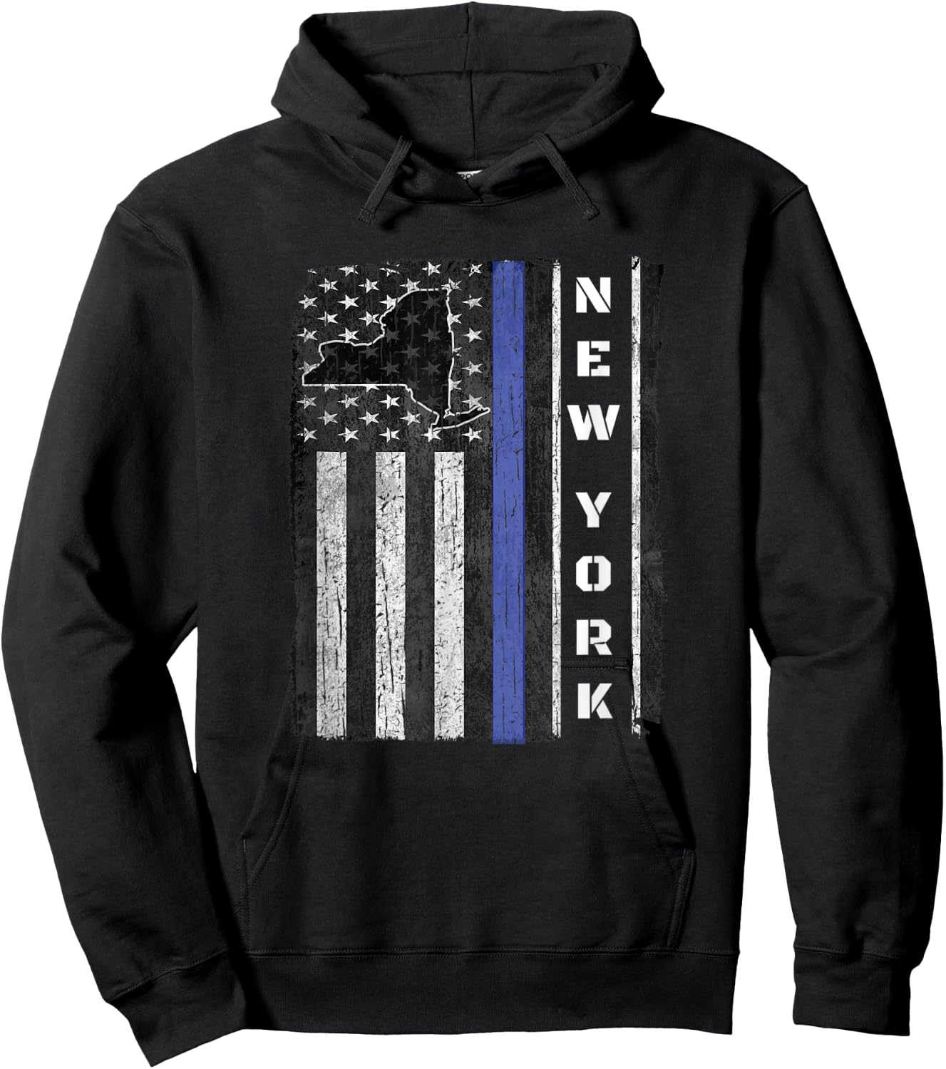 New York Thin Blue Line Police Week Shirt USA Flag Gift Cop Hoodie - Hoodie | Black