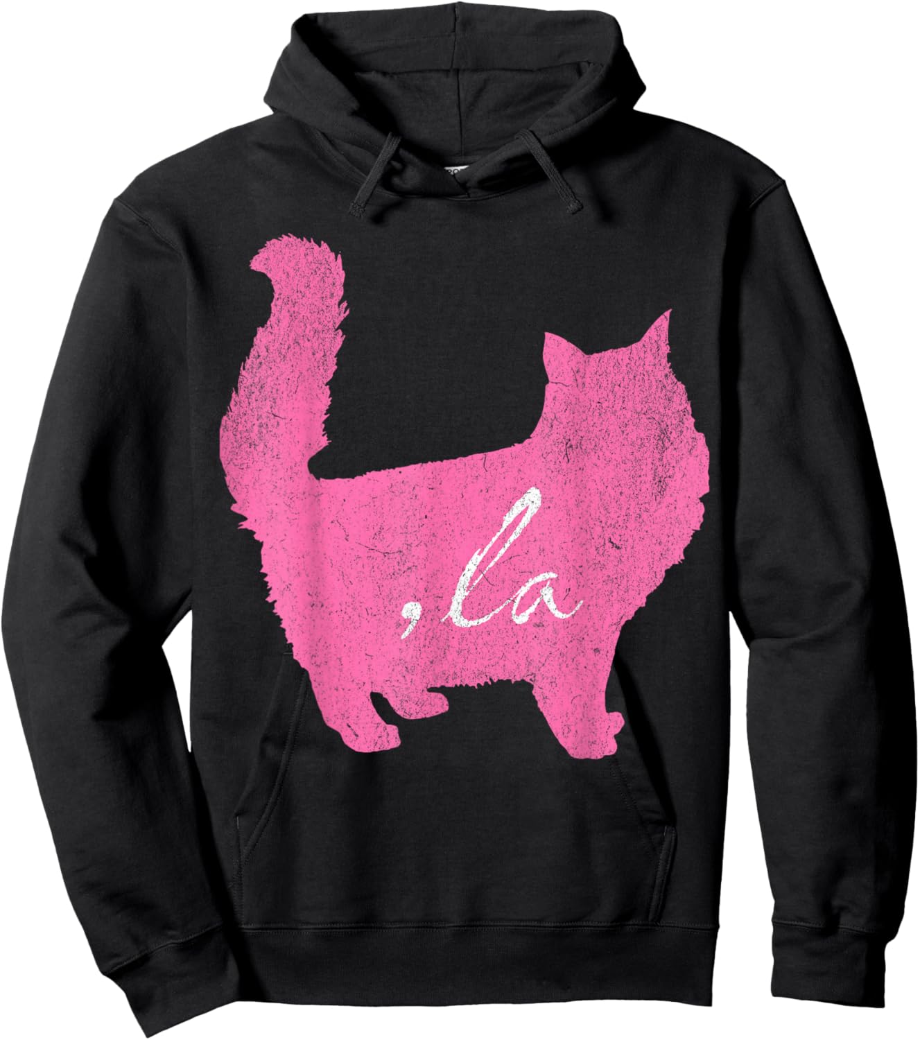 la/ Comma la/Comma la in A Pink Cat Silhouette Women Girls Kids Hoodie - Hoodie | Black