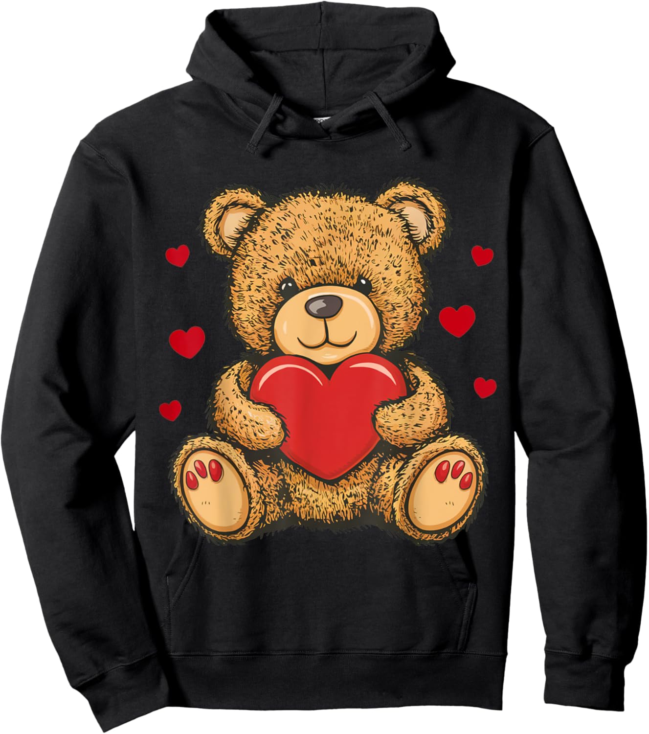 Adorable Teddy Bear with Heart- Love plushie Hoodie - Hoodie | Black