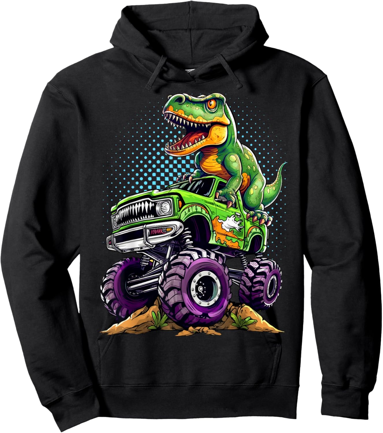 Monster Truck Dinosaur T-Rex Birthday Boy Hoodie - Hoodie | Black