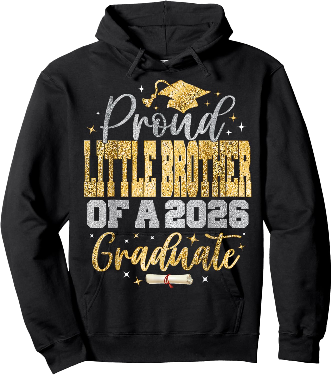 Proud Little Brother of a Class of 2026 Graduate Graduation Hoodie - Hoodie | Black
