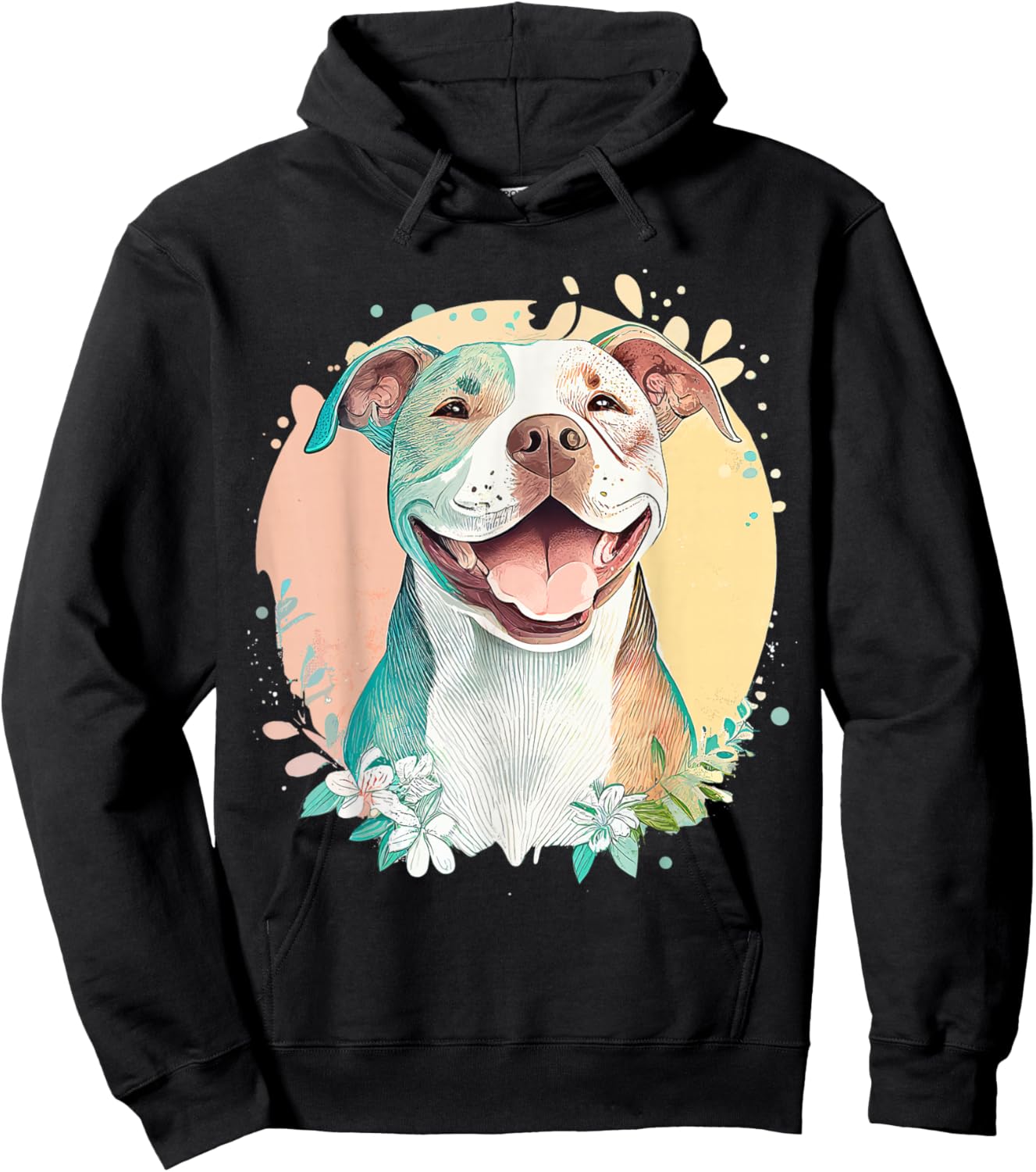 Pit Bull Mom Dog Lover Colorful Artistic Pitbull Owner Women Hoodie - Hoodie | Black