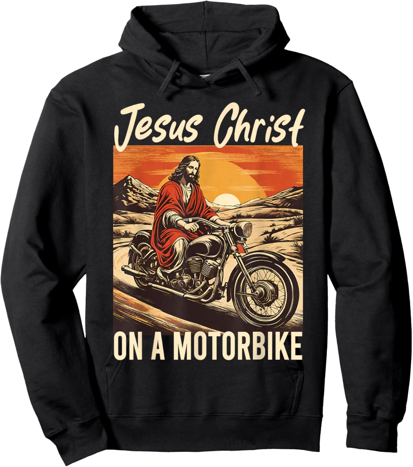 Jesus Christ On A Motorbike Jesus Biker Motorcycle Christian Hoodie - Hoodie | Black