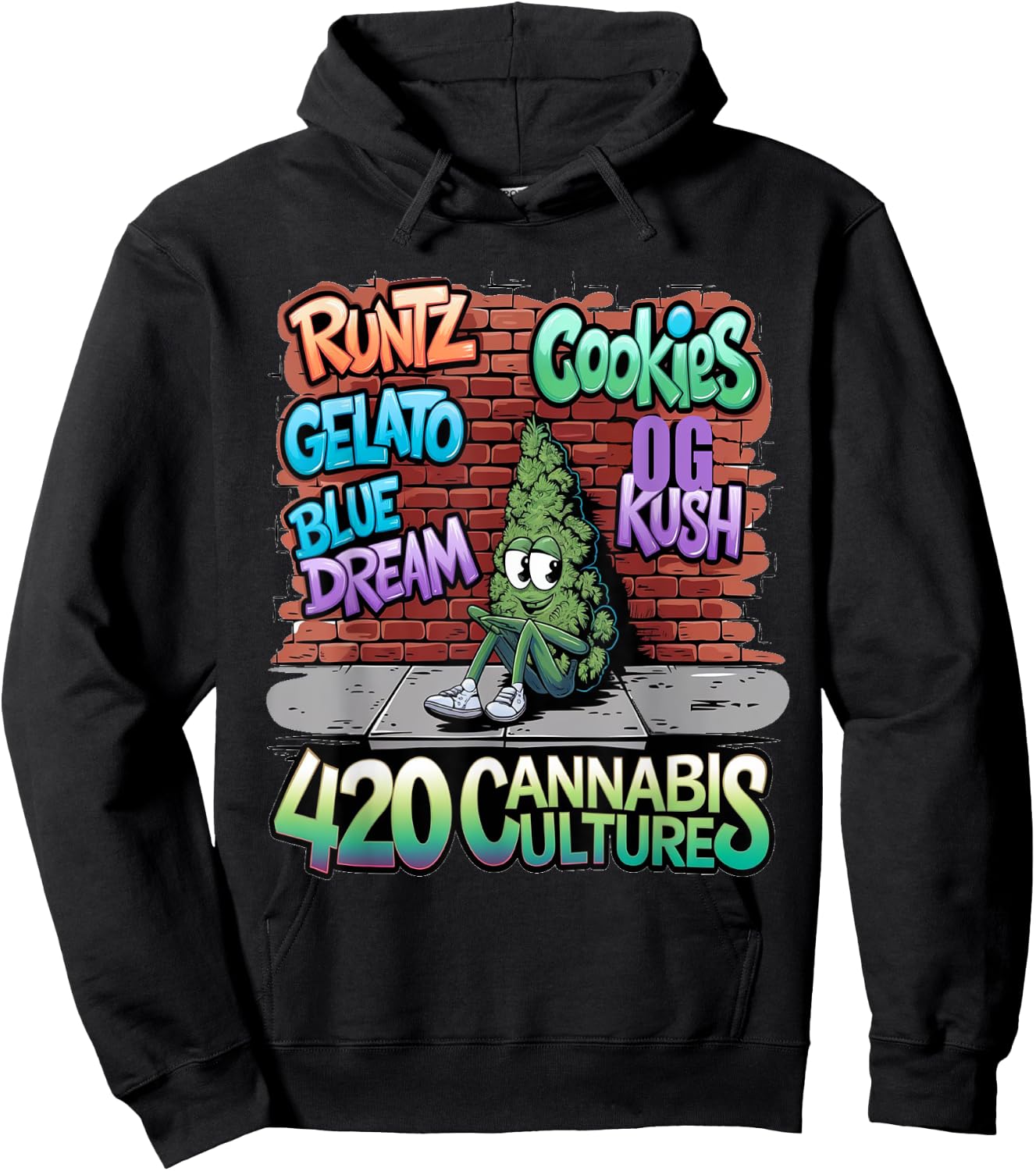 420 Cannabis Bud Nug Stoner Runtz Gelato Cookies Weed Strain Hoodie - Hoodie | Black