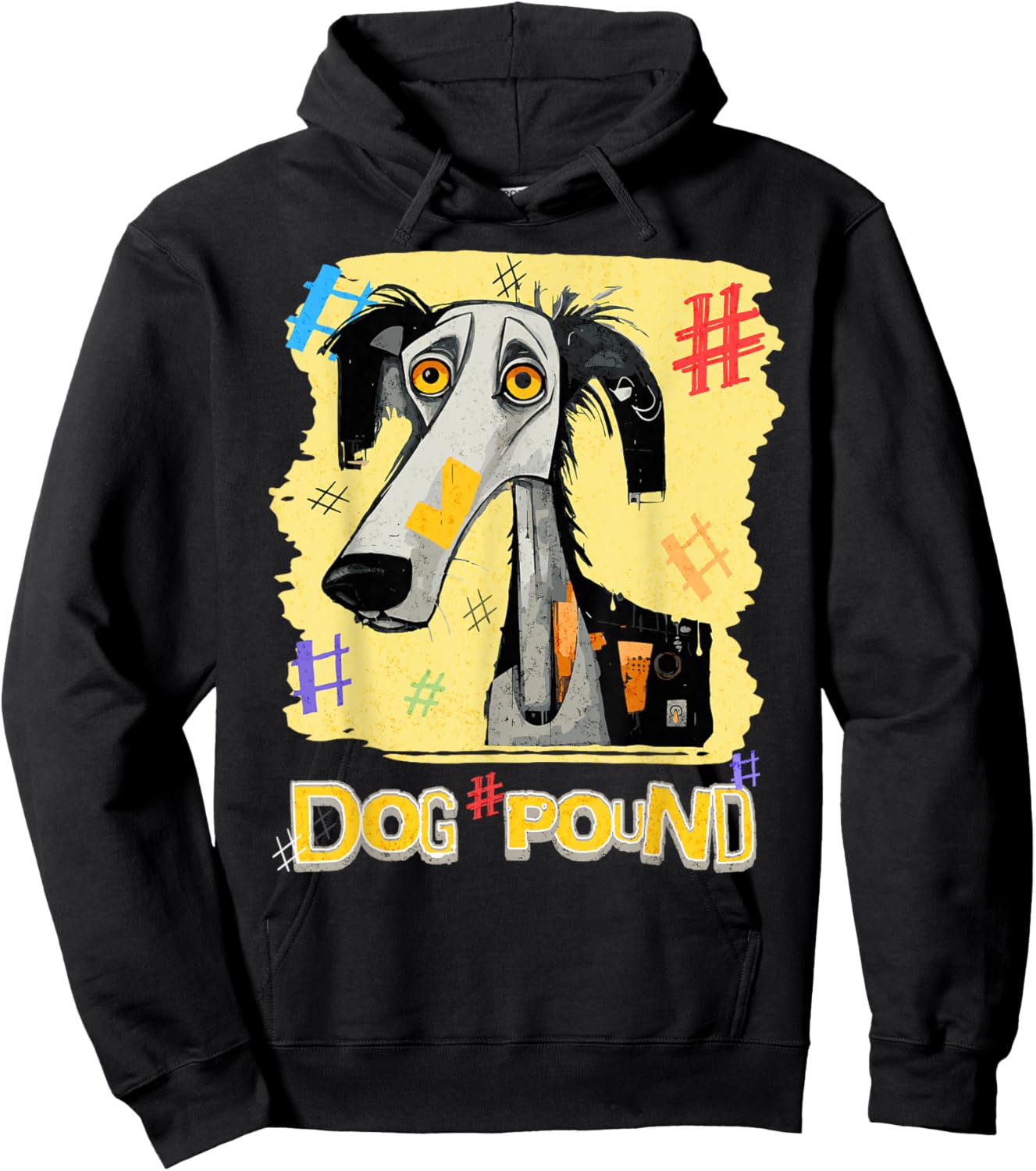 Confused Dog Worried About The Pound Sign Fun Pun Wordplay Men Women Hoodie - Hoodie | Black