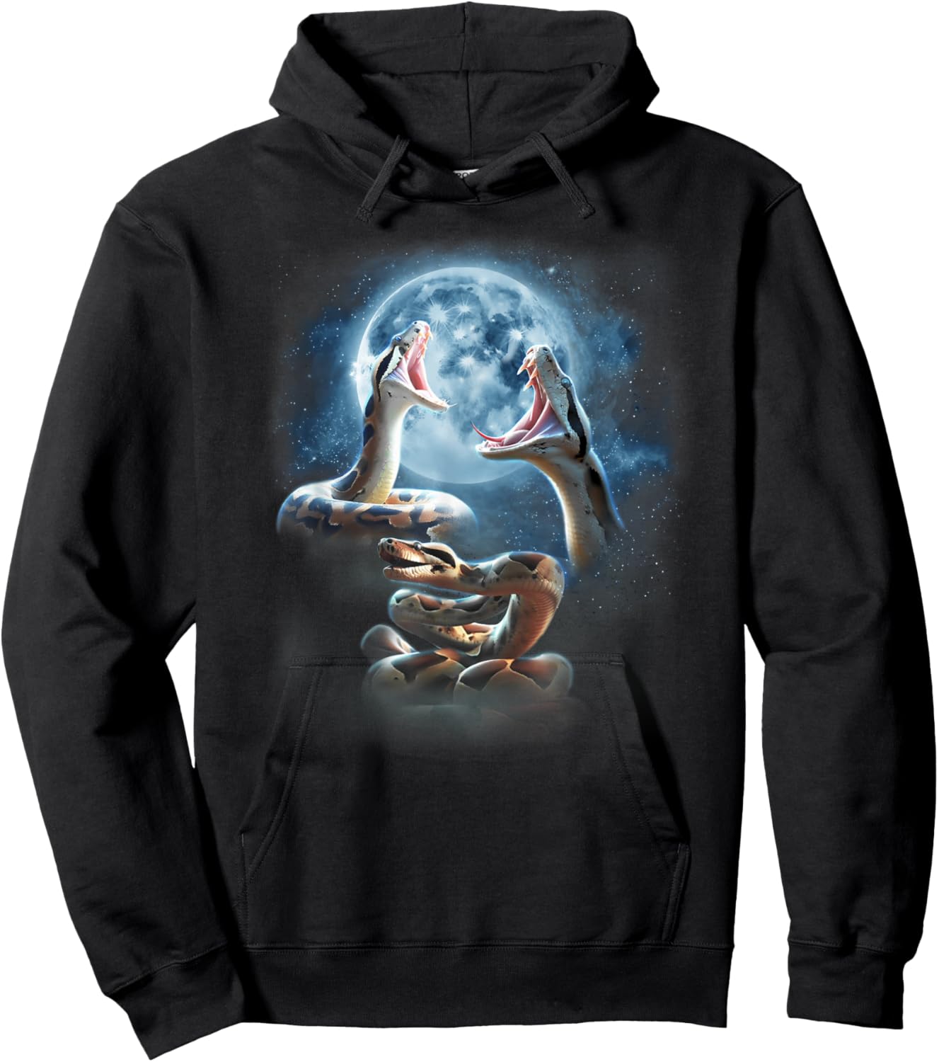 Boa Constrictor Shirt - Snakes Howling at the Moon Hoodie - Hoodie | Black
