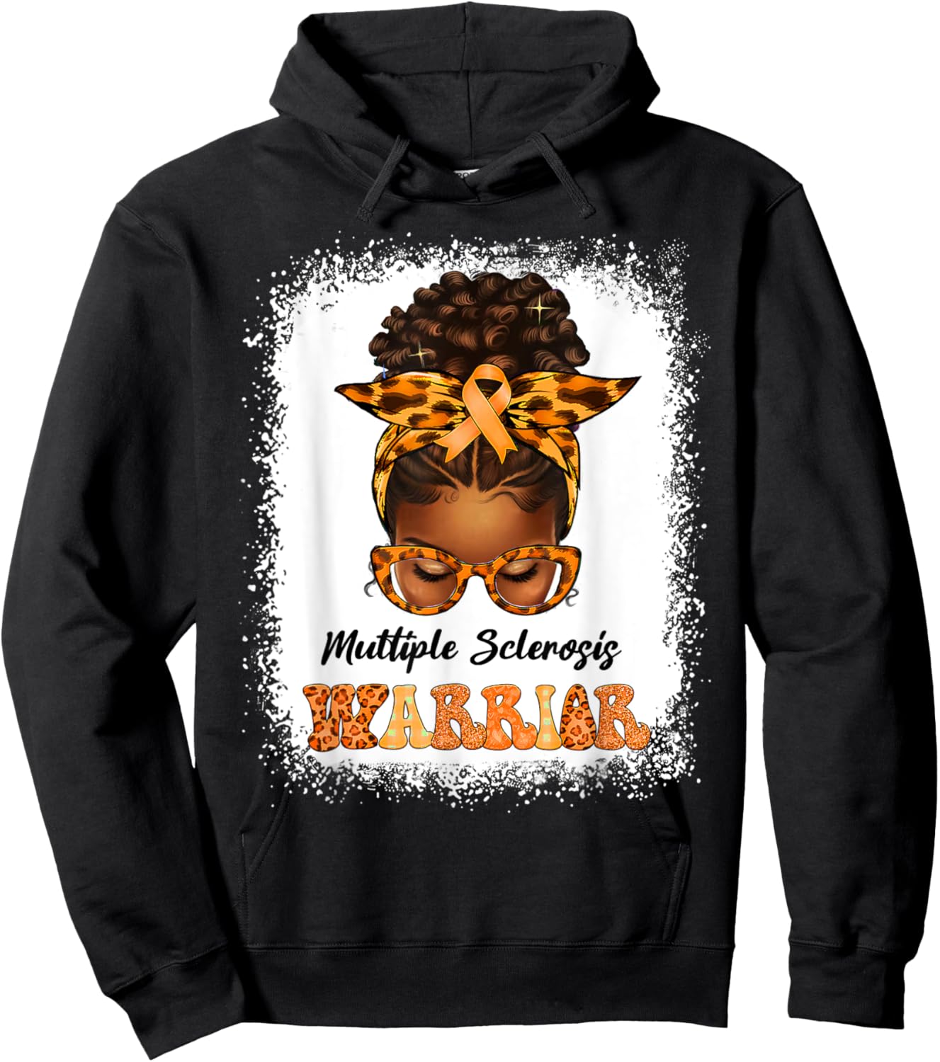 Black Women Multiple Sclerosis Awareness Messy Bun MS Hoodie - Hoodie | Black