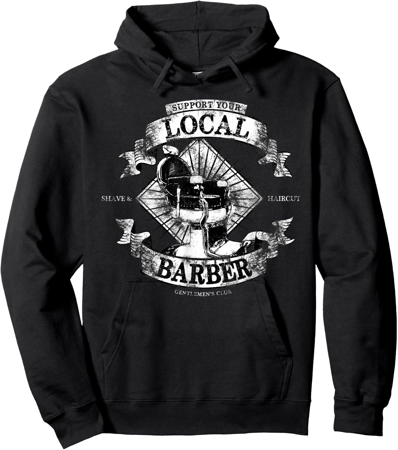 Support Your Local Barber Proud Barber Vintage Distressed Hoodie - Hoodie | Black