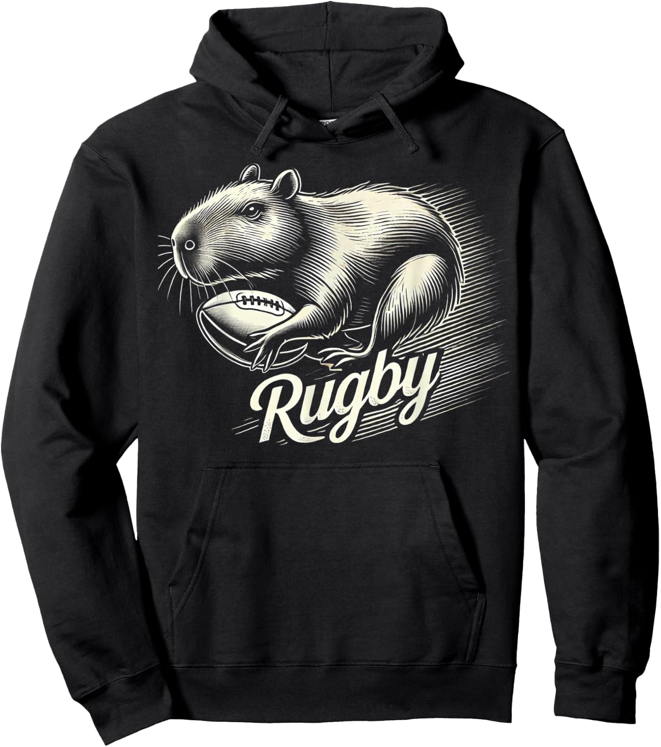 Capybara Rugby Sports Gifts Funny Rugby Player Hoodie - Hoodie | Black