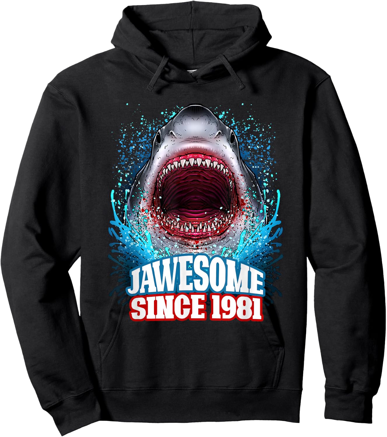 45th Birthday Jawesome Since 1981 Shark 45 Years Old Hoodie - Hoodie | Black