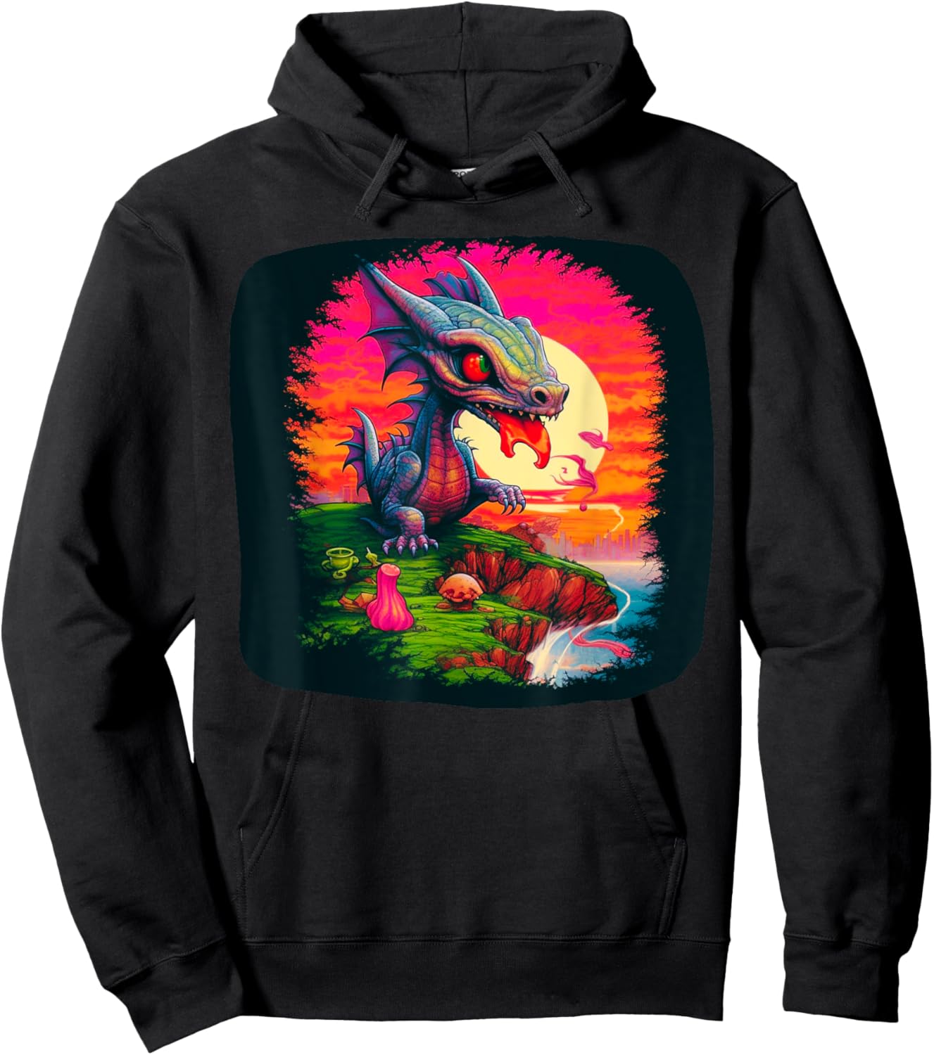Dragon T Quest I Gamer Colorful Dragon T Fantasy Pop Art T Hoodie - Hoodie | Black